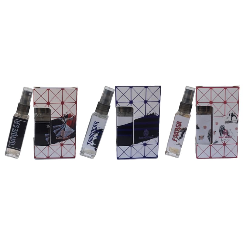 Luxury Long Lasting Unisex Perfume Set - Raro Aroma Eau De Parfum (3 x 8ml Travel Size Bottles) | Premium Fragrance Gift for Men & Women | Perfect for Travel, Office & Date Night