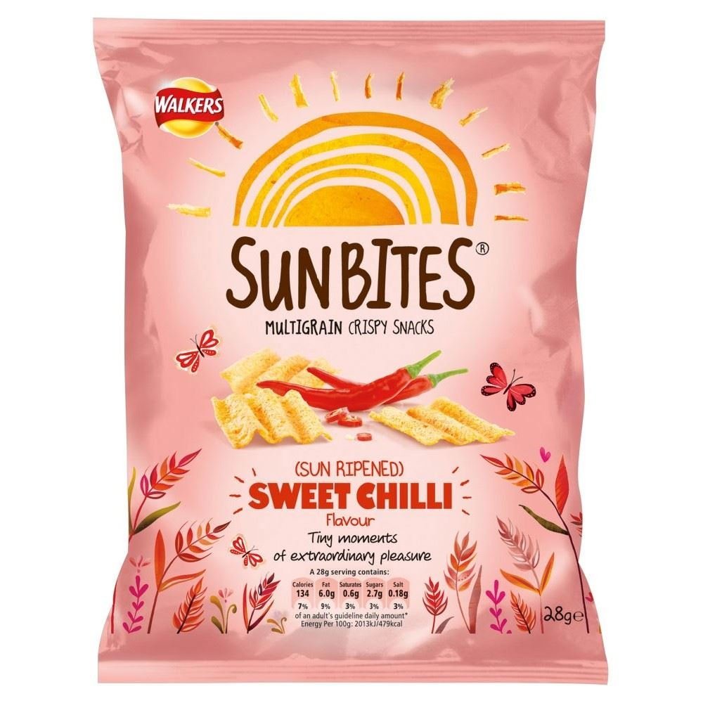 Walkers SunBites Wholegrain Snacks - Sun Ripened Sweet Chili Flavor (28g Pack) | Healthy On-The-Go Snack for Work, School & Outdoor Adventures