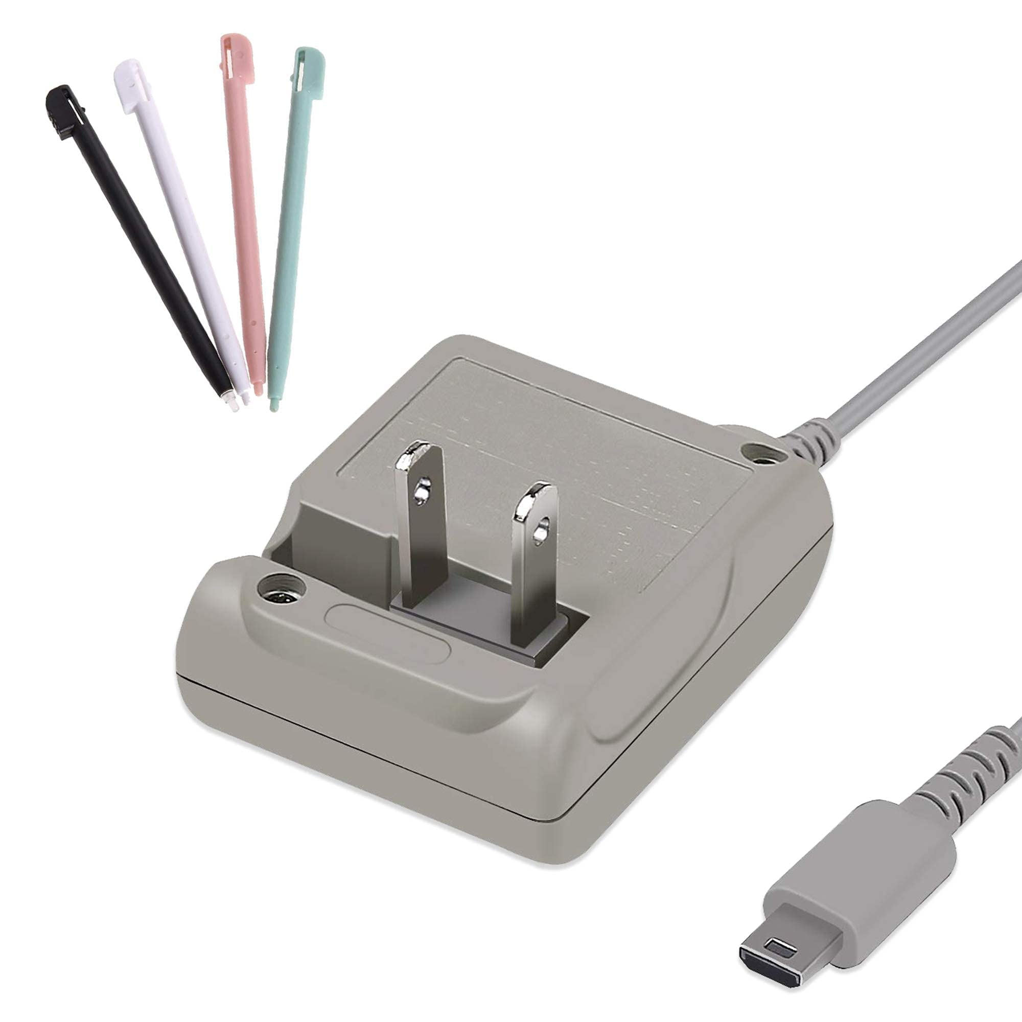 Xahpower Nintendo DS Lite Charger Bundle - 1 Pack AC Adapter & 4 Pack Stylus Pens for DS Lite - Perfect for Gaming On The Go, Travel & Home Entertainment