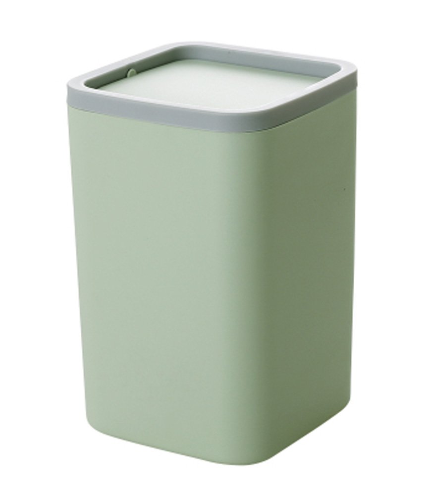 Mini Desktop Trash Can - Creative Push-Type Square Garbage Bin for Home, Office, Bedroom & Living Room | Small Waste Storage Box | Eco-Friendly Green Design | Perfect for Desks, Nightstands & Workspaces