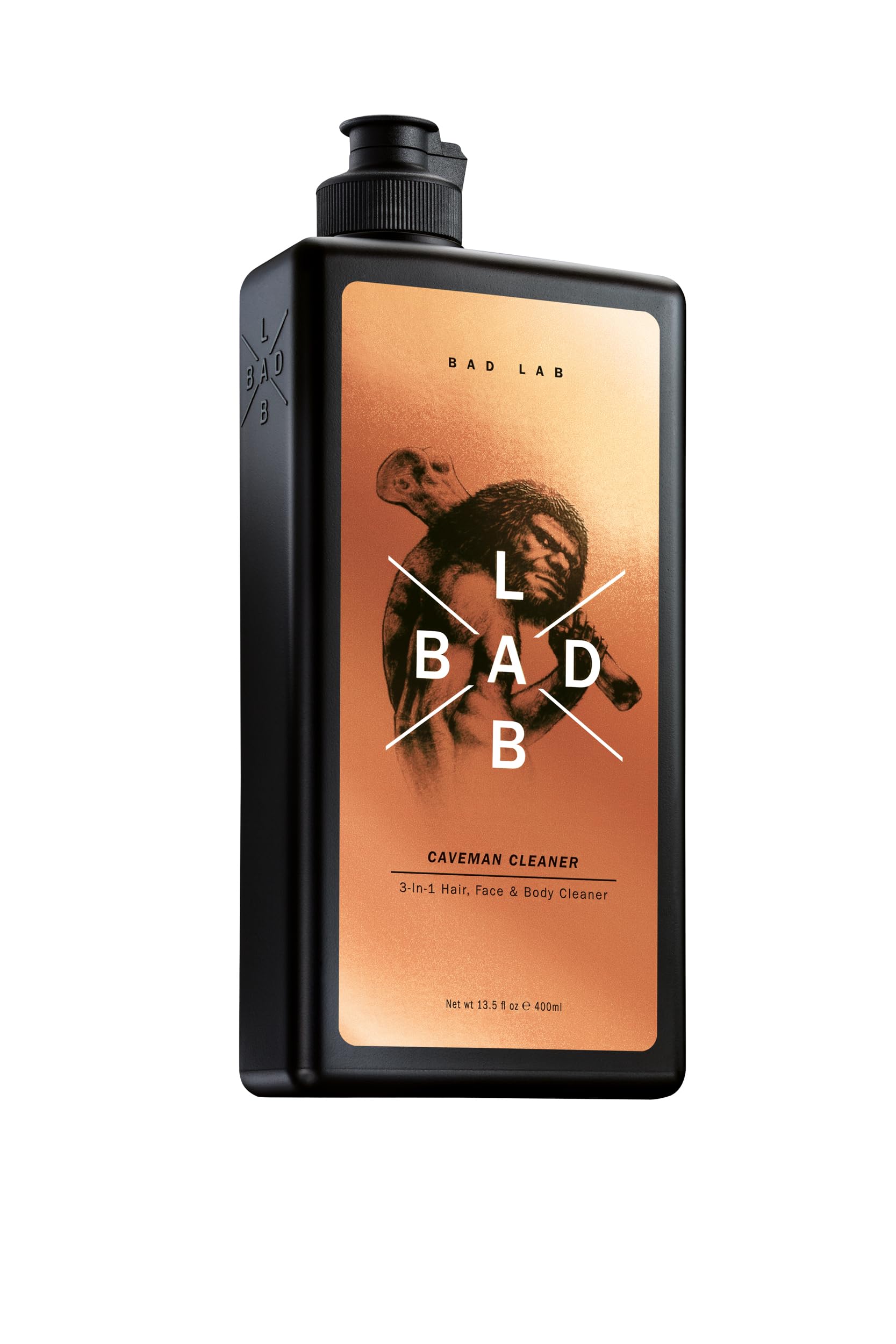 Bad Lab 3-in-1 Caveman Cleaner for Face, Body & Hair | Men's Shower Gel with Fluidipure™ 8G Technology for Odor & Dandruff Control | Menthol-Infused Cleanser Soothes Irritated Scalp | 400ml | Perfect for Gym, Travel & Daily Shower Routine