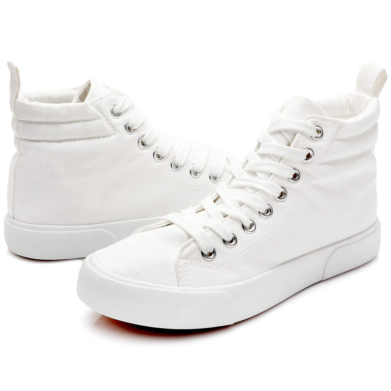Yageyan Women's High Top Canvas Sneakers - Fashion Classic Comfortable Walking Shoes in White & Leopard Print | Casual Streetwear, Workout & Daily Wear
