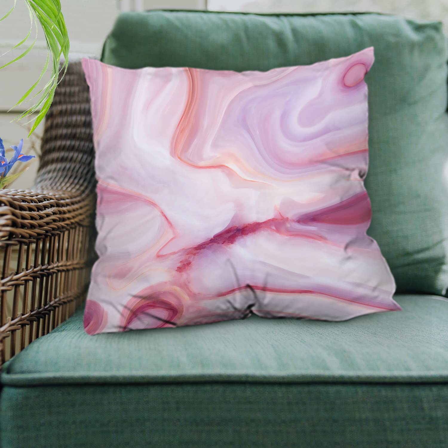 Shrahala Retro Decorative Pillow Covers - Granite Rock Texture in Pink, Black & White - 18x18 Inch Square Cushion Covers for Sofa, Bedroom & Car (Set of 2) - Perfect for Boho Home Decor & Cozy Living Room Accents