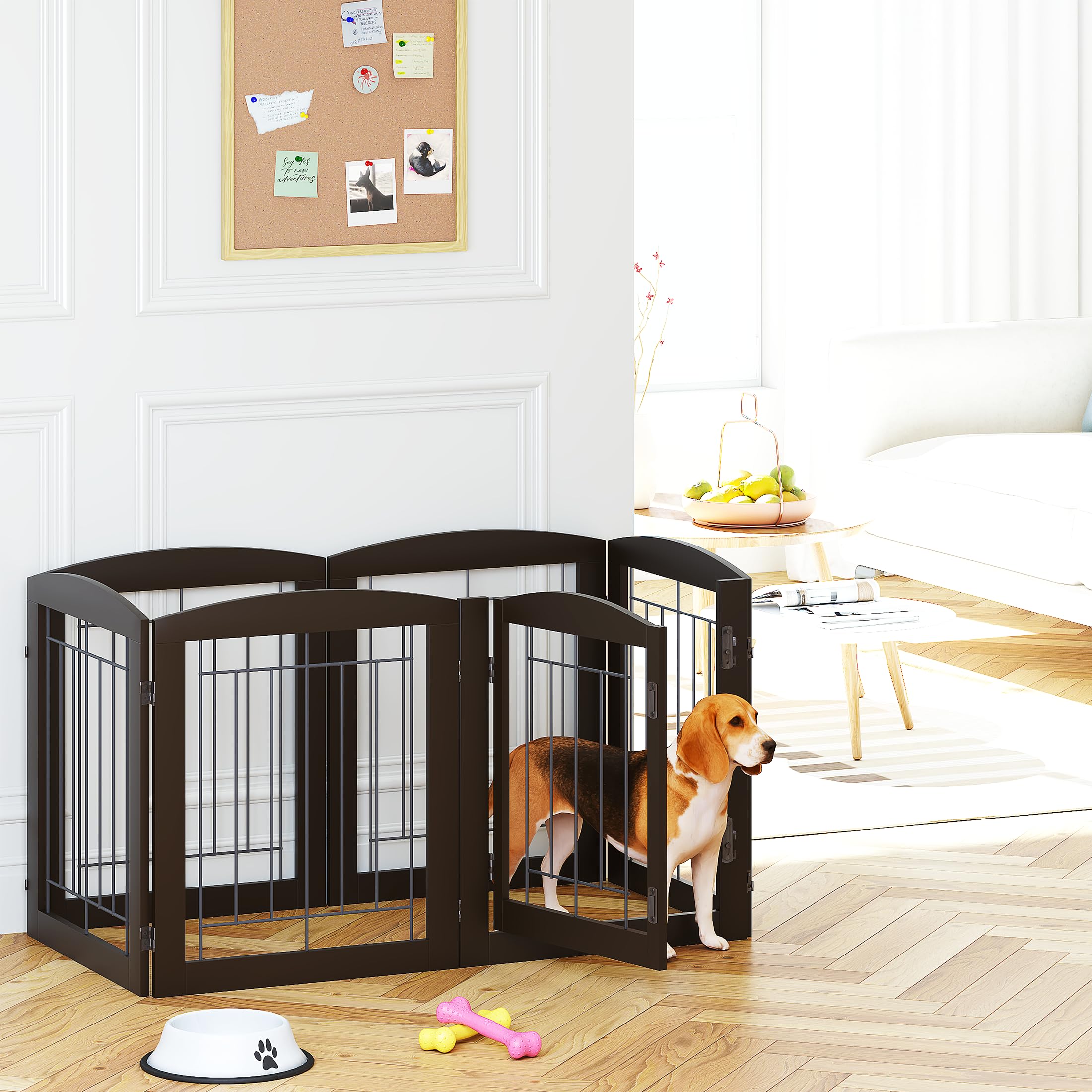 Extra Wide Wooden Dog Gate with Walk-Through Door - 12