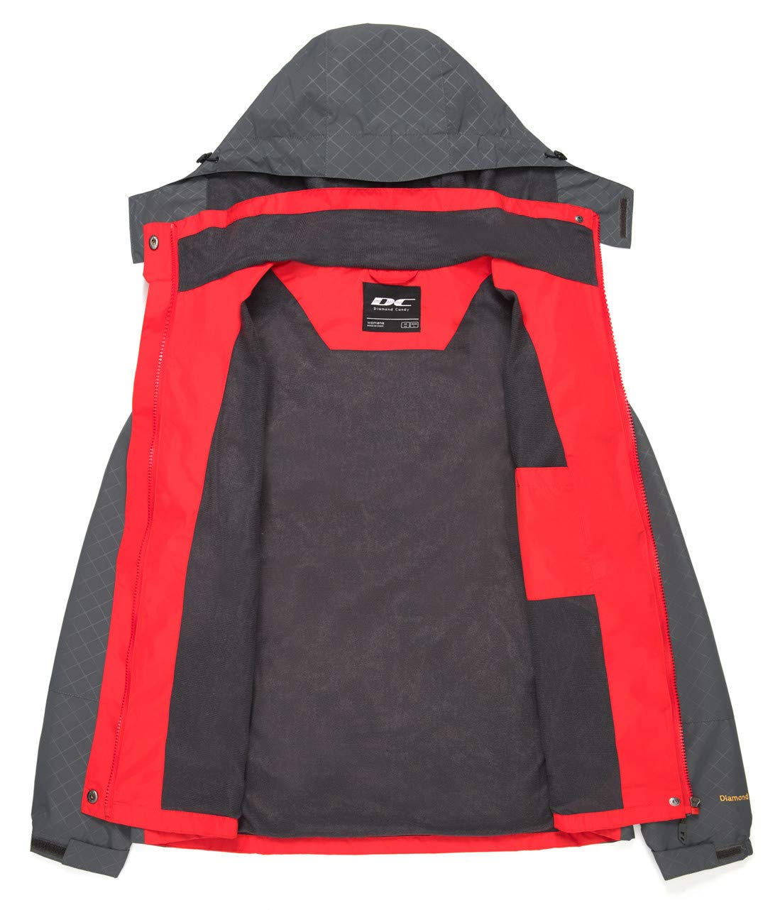 Waterproof Women's Rain Jacket with Hood - Lightweight Diamond Candy Raincoat for Outdoor Hiking, Camping & Travel