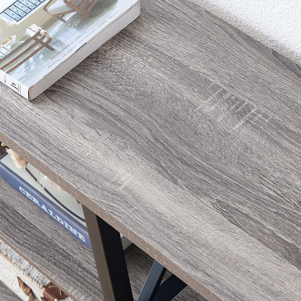Rustic Farmhouse Sofa Table - Light Grey Oak Console Table with Storage for Living Room, Entryway & Hallway - 47 Inch Foyer Table for Home Decor & Organization