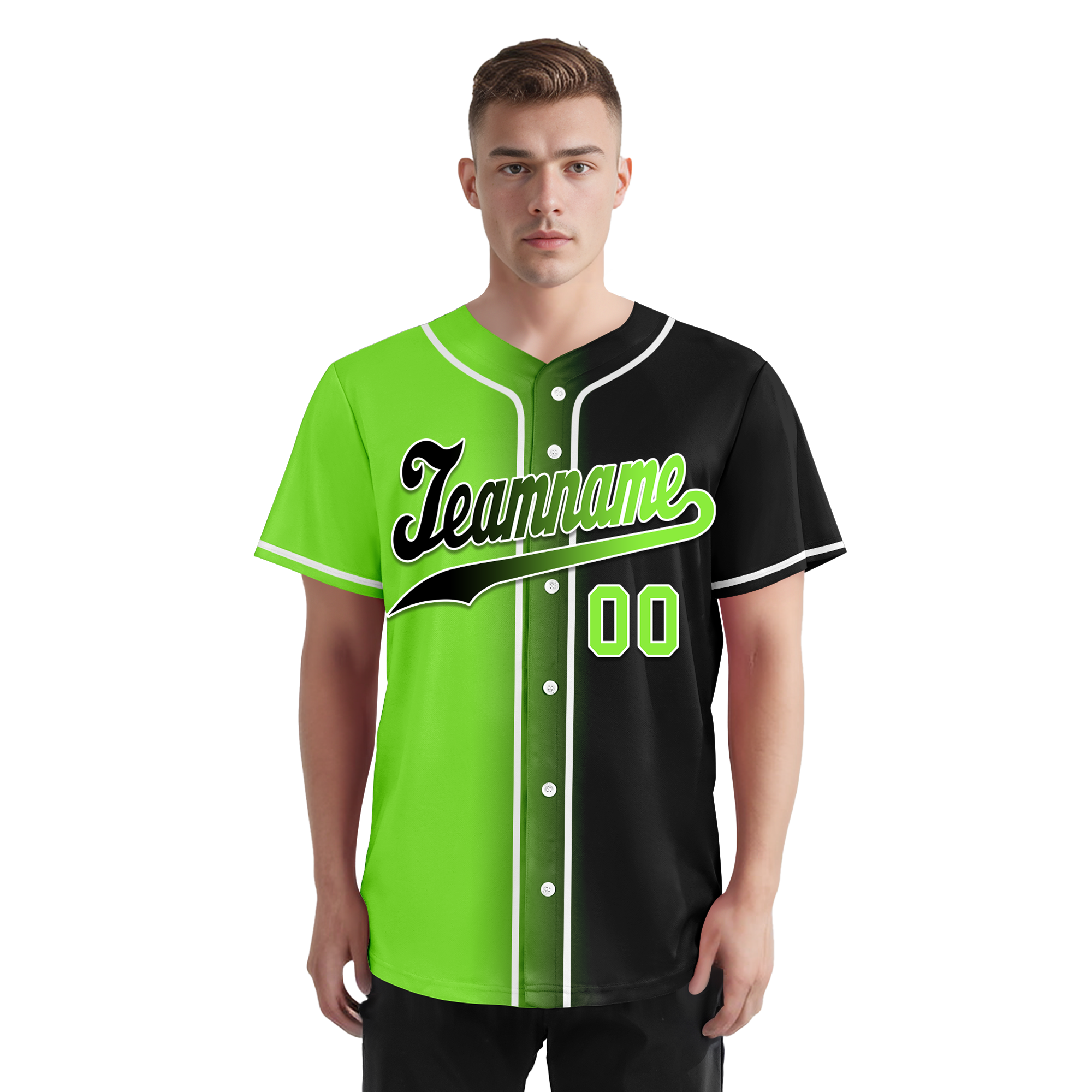 Custom Green Black Gradient Personalized Baseball Jersey - Authentic Fashion Sportswear BSBJ01 D0a709c for Baseball Games, Team Uniforms & Fan Apparel