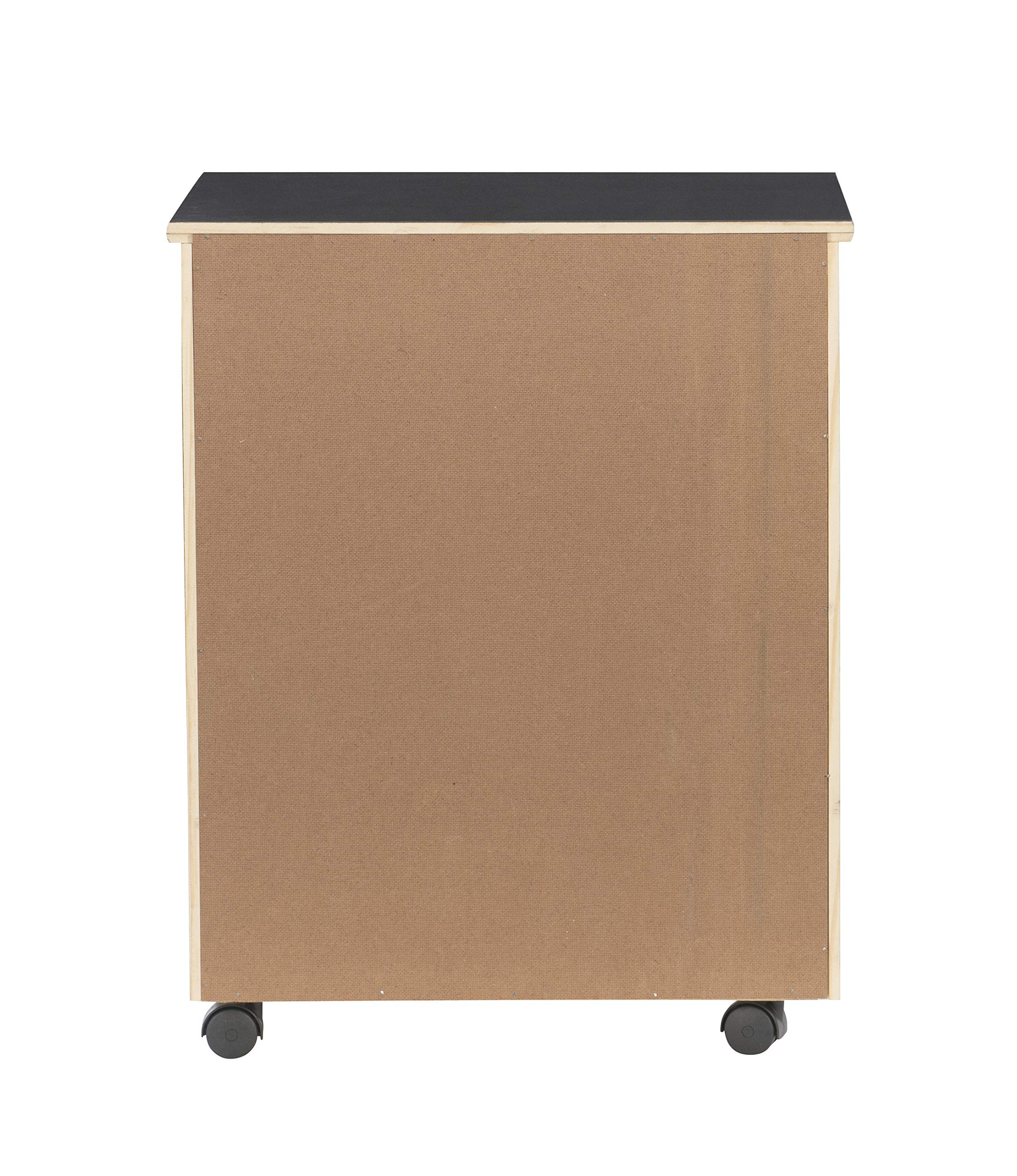 Linon Corinne Black 6-Drawer Wide Rolling Storage Cart - Perfect for Home, Office, and Craft Room Organization