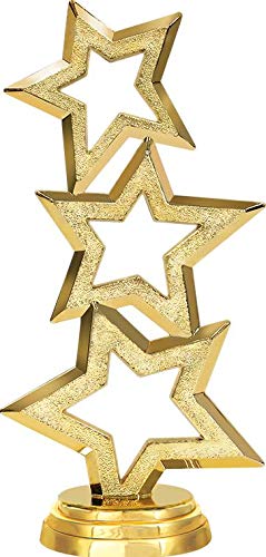 Custom Engraved Black Lightning Three Star Trophy by Crown Awards - Personalized Awards for Sports, Academic & Corporate Recognition - Perfect for Tournaments, Graduations & Employee Appreciation