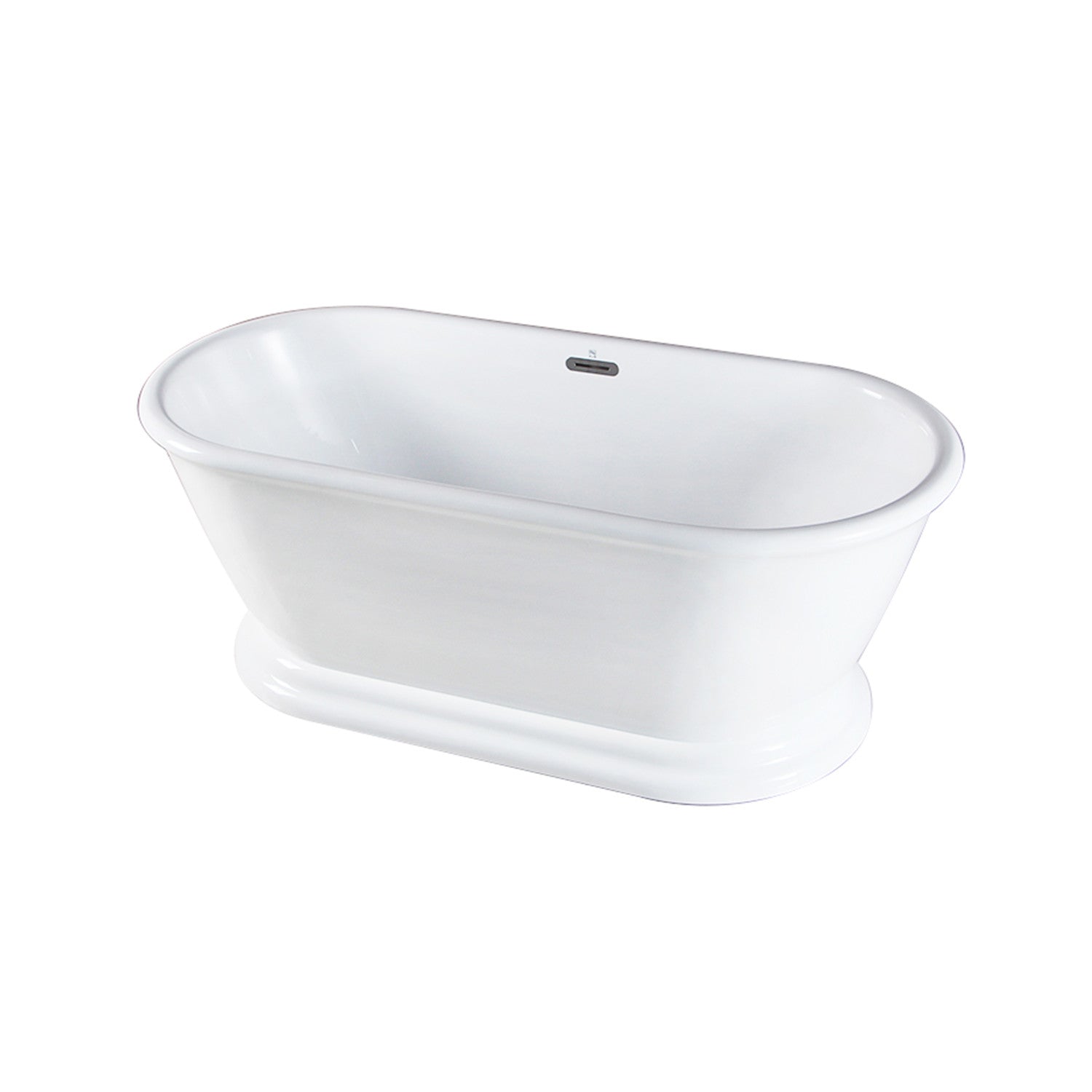 Aqua Eden 71 Inch Acrylic Oval Double-Ended Freestanding Bathtub - Glossy White Pedestal Soaking Tub with Drain (No Faucet Holes) | Luxury Bathroom Centerpiece for Spa-Like Relaxation