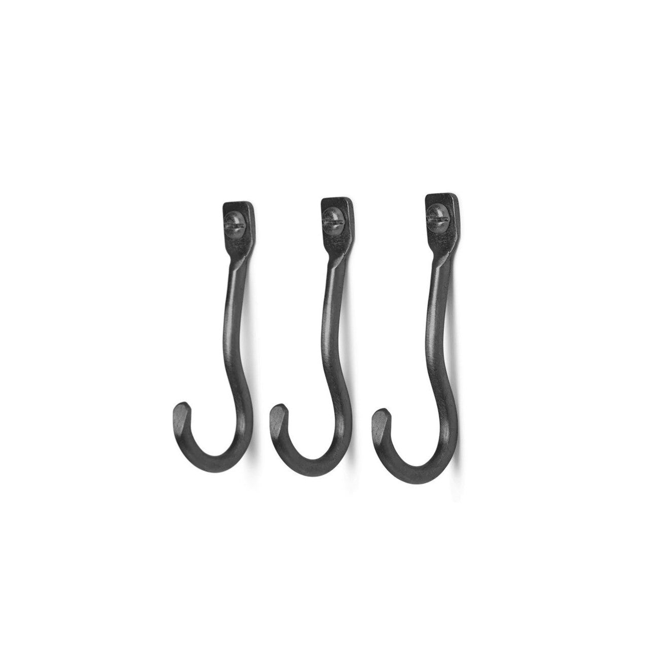 FERM LIVING Curvature Hooks - Set of 3 Black Brass Wall Hooks for Bathroom, Bedroom & Entryway Organization | Modern Minimalist Home Decor