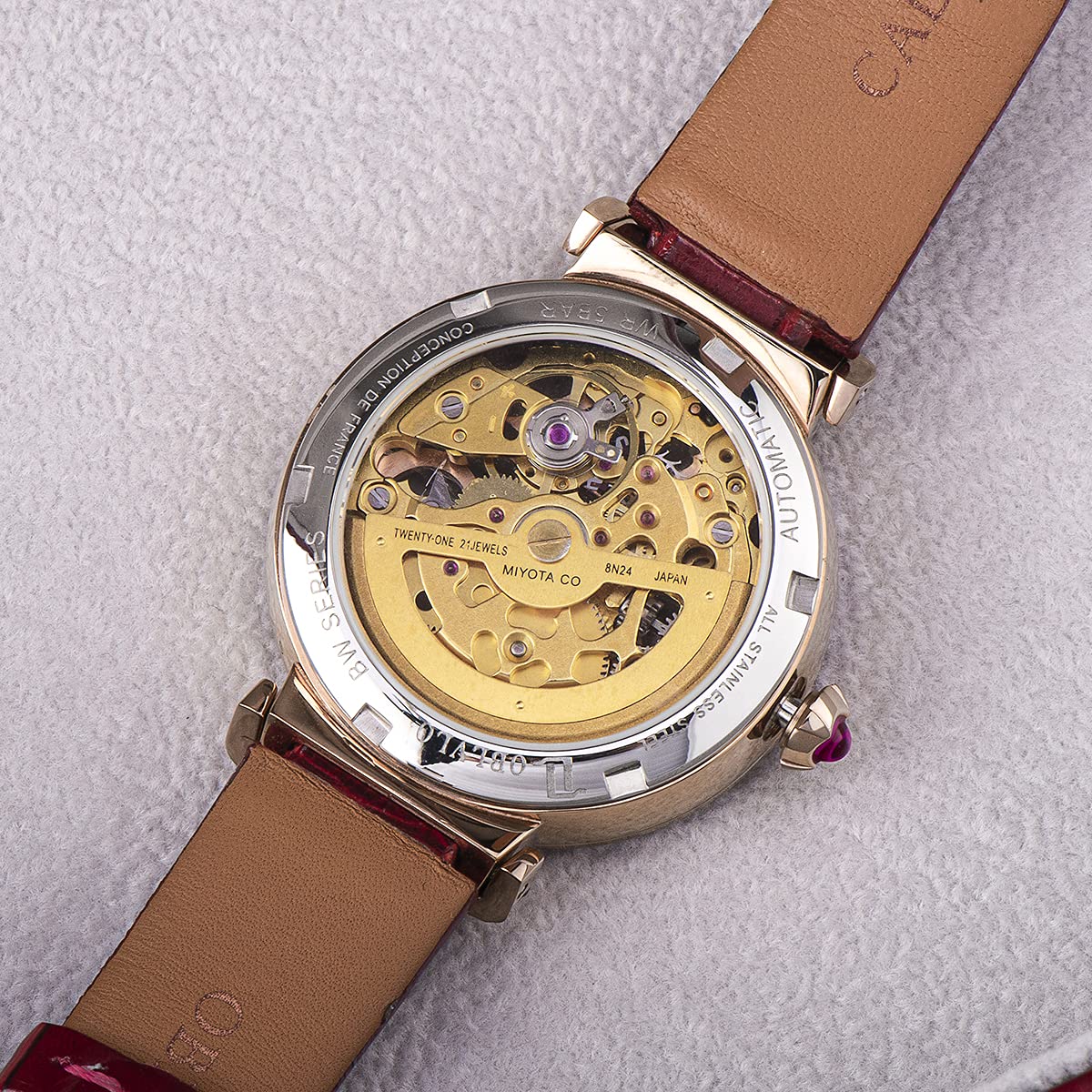 Luxury Rose Gold Automatic Women's Watch with Skeleton Dial - Genuine Leather Strap - Perfect for Business, Party & Everyday Wear
