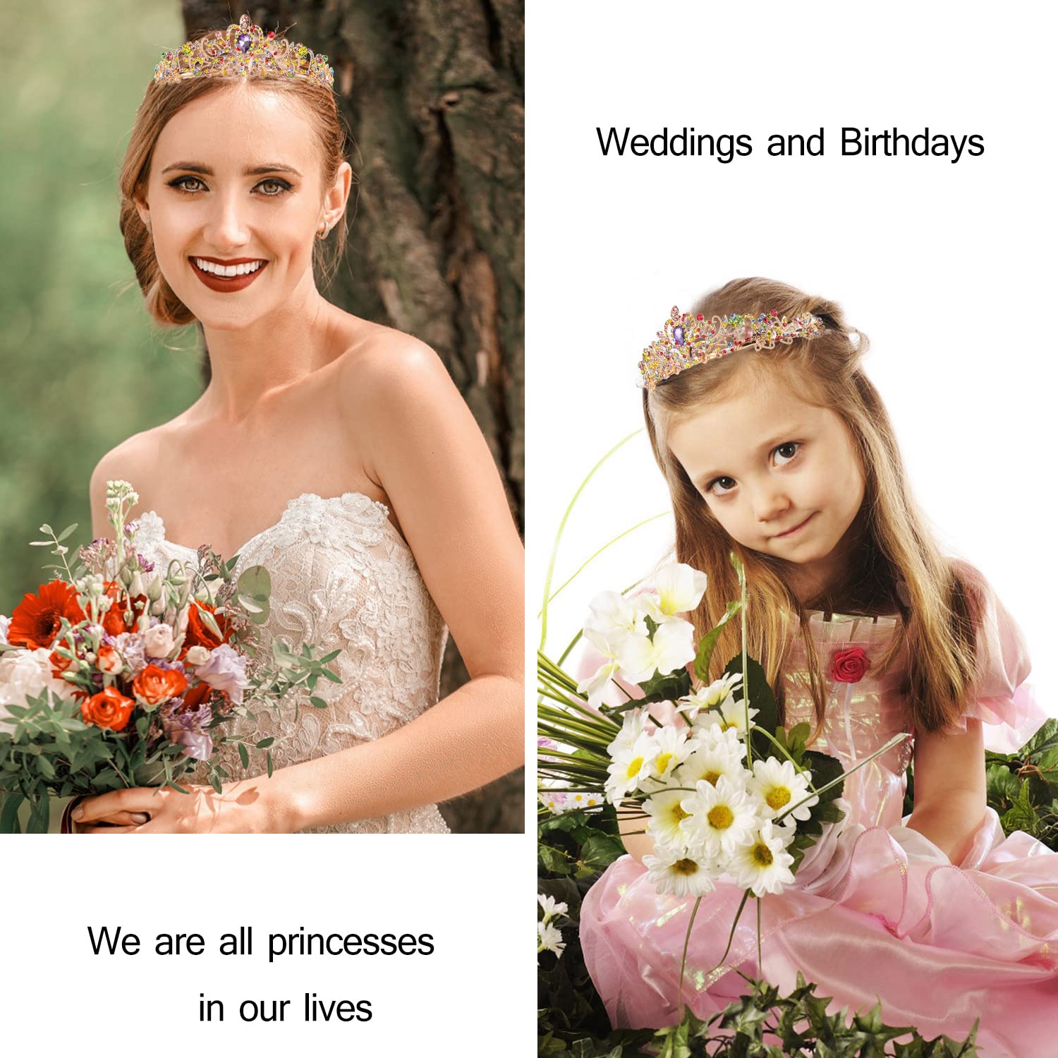 VELSCRUN Birthday Crown & Sash Set - Glitter Party Tiara & Satin Ribbon for Women's Birthday Decorations - Perfect for Birthday Parties, Bachelorette, Bridal Showers & Special Celebrations