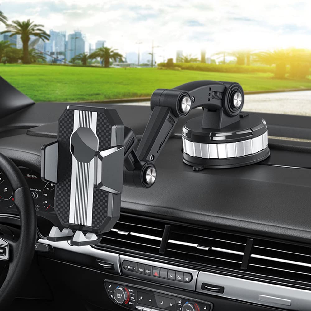 Universal Car Phone Mount with Strong Suction Cup - One-Button Pop-Up Dashboard/Windshield/Window Holder for iPhone, Samsung & Smartphones (Green) - Perfect for Hands-Free Driving, GPS Navigation & Road Trips