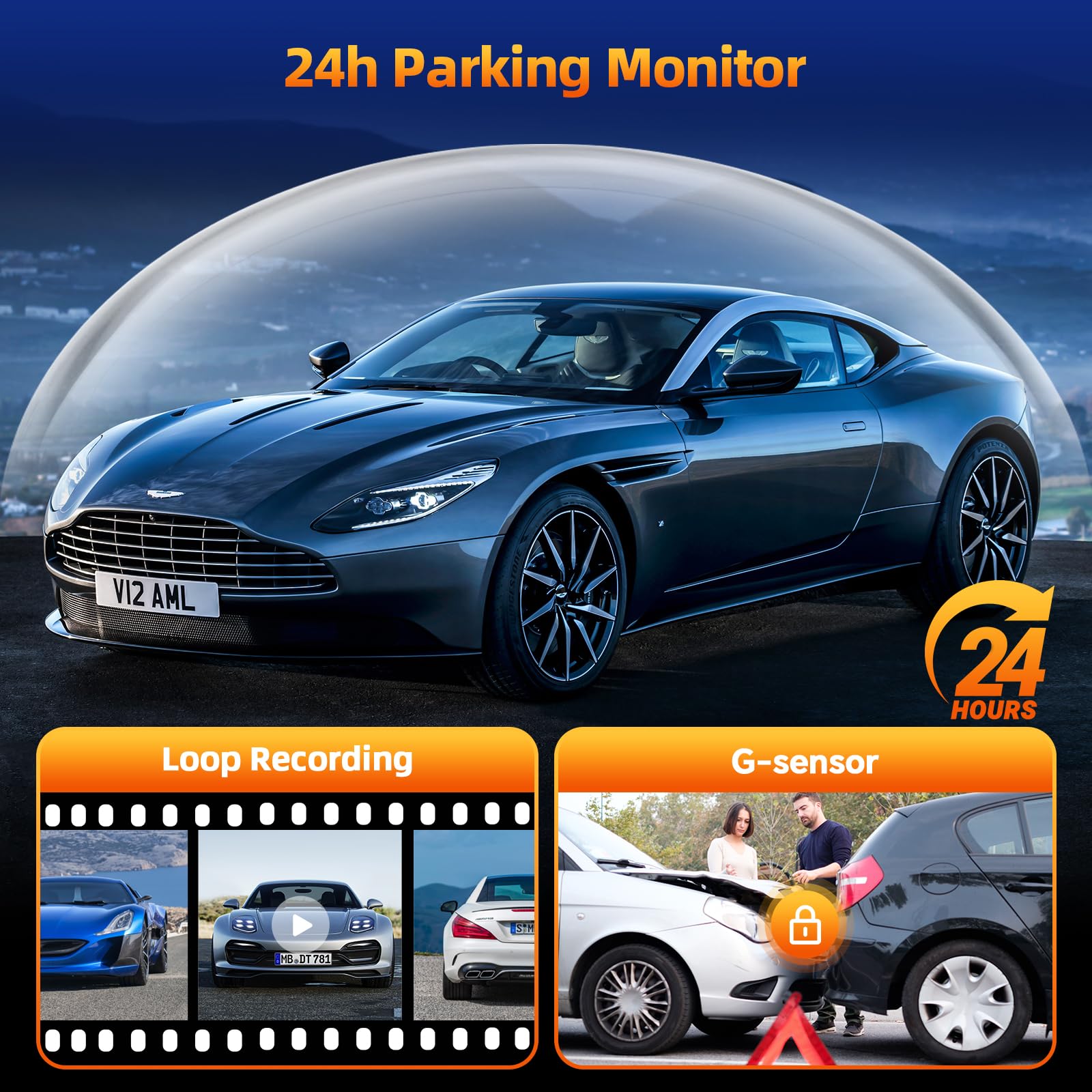 Volam 9 Inch Wireless CarPlay Android Auto Car Stereo with 4K Dash Cam, 1080P Rearview Camera, Bluetooth 5.0, GPS, Voice Assistant, Mirror Link, AUX, FM, 64GB TF Card – Perfect for Road Trips, Commuting & Hands-Free Driving