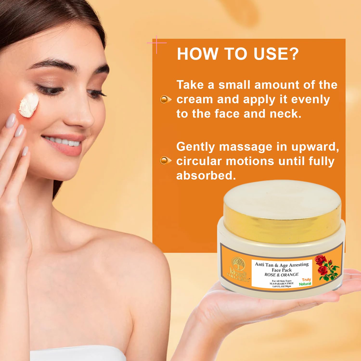 Khadi Organic Anti-Tan & Anti-Aging Face Pack with Rose & Orange Extract - 50g Natural Skincare for Brightening & Youthful Glow | Perfect for Daily Face Care & Sun-Damaged Skin Treatment