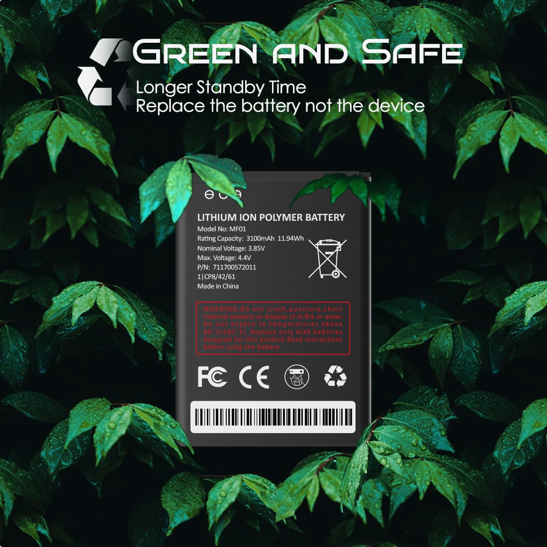 MF01 3100mAh Replacement Battery for AT&T Turbo Hotspot 2 (CT2MHS01) - Long Lasting Power for Travel, Work & Remote Connectivity