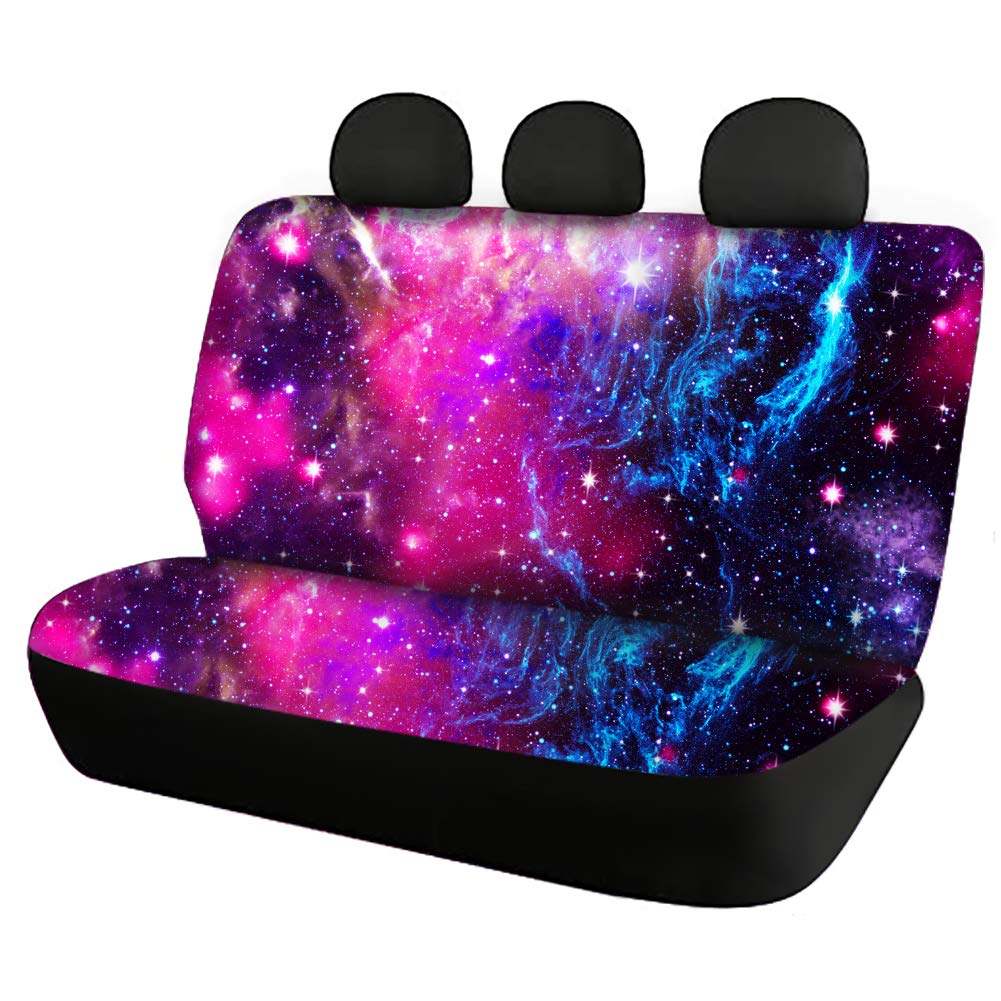Binienty 2 Pack Universal Car Seat Covers for Back Seat - Durable Nebula Galaxy Starry Sky Pink Print Bench Dog Design | Perfect for Pets, Kids & Road Trips | Waterproof & Non-Slip Auto Accessories