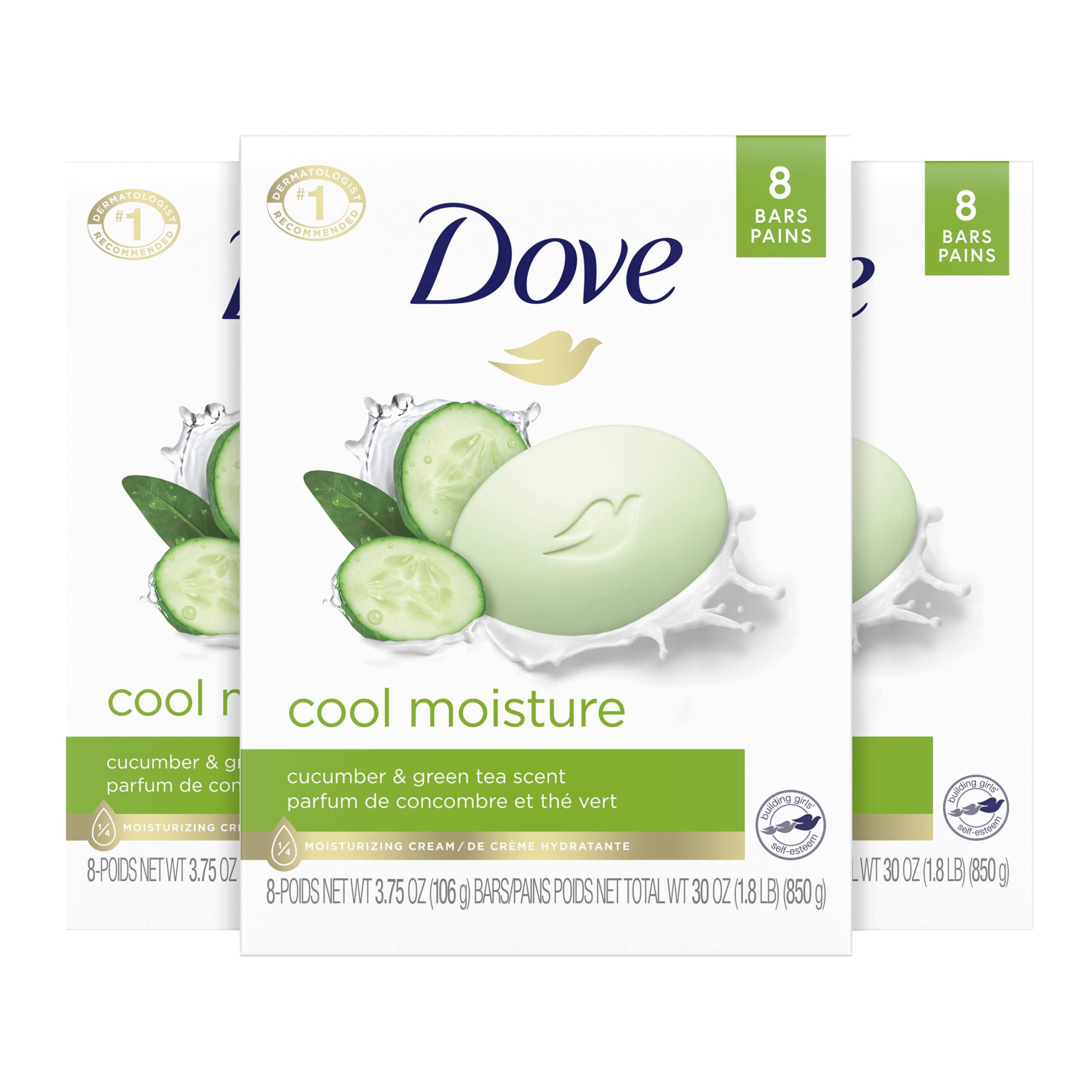Dove Cucumber Green Tea Beauty Bar - Moisturizing Skin Care for Soft Skin - 24 Bars (3.75 oz) - Perfect for Daily Face & Body Cleansing