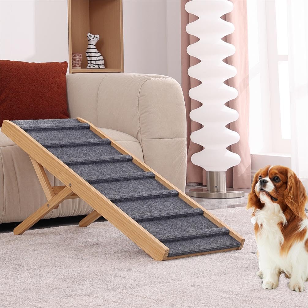 Extra Large Dog Ramp for Beds, Cars & Couches - Heavy Duty Pet Stairs for Small to Large Dogs - Helps Pets Climb onto Furniture, Trucks & SUVs - Perfect for Elderly Dogs & Post-Surgery Recovery