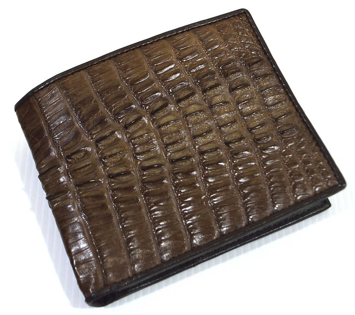 Luxury Men's Bifold Crocodile Leather Wallet - Genuine Crocodile Tail Skin, Dark Brown - Perfect for Business, Travel & Everyday Use