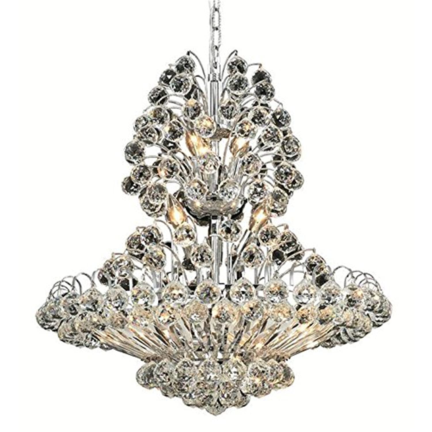 14-Light Chrome Chandelier with Clear Royal Cut Crystal - Elegant Dining Room & Living Room Lighting Fixture