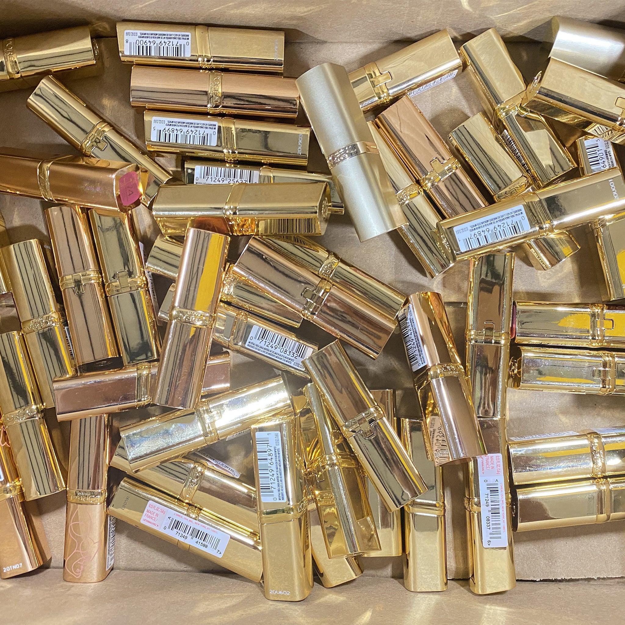L'Oreal Paris Colour Riche Original Satin Lipstick - 50 Pcs Gold Assorted Shades Box Set for Women, Perfect for Daily Wear, Parties & Gift Giving