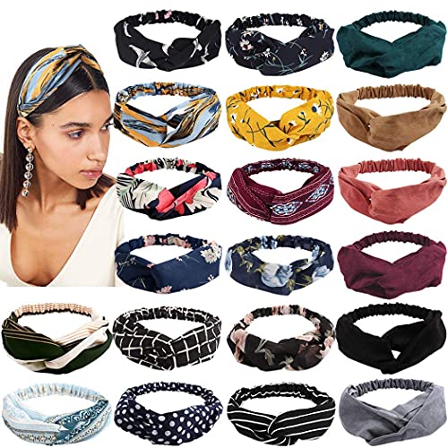6-Pack Bohemian Floral Headbands for Women - Vintage Flower Printed Elastic Hair Wraps & Twisted Headbands - Perfect for Yoga, Running, Workouts & Casual Outfits