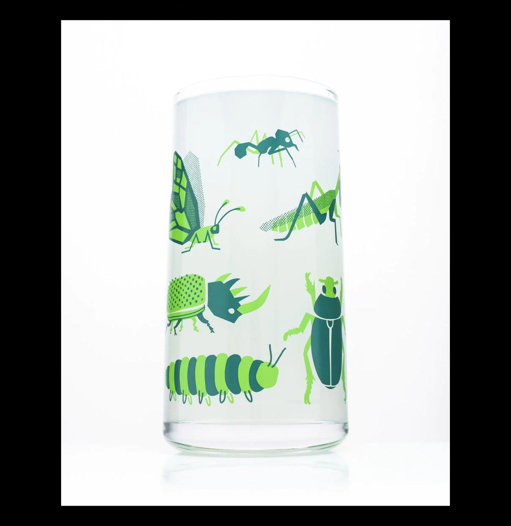 Vintage Insects Drinking Glasses Set of 4 - Unique Bug-Themed Glassware for Beer, Cocktails & Juice - Perfect for Home Bar, Parties & Gifts