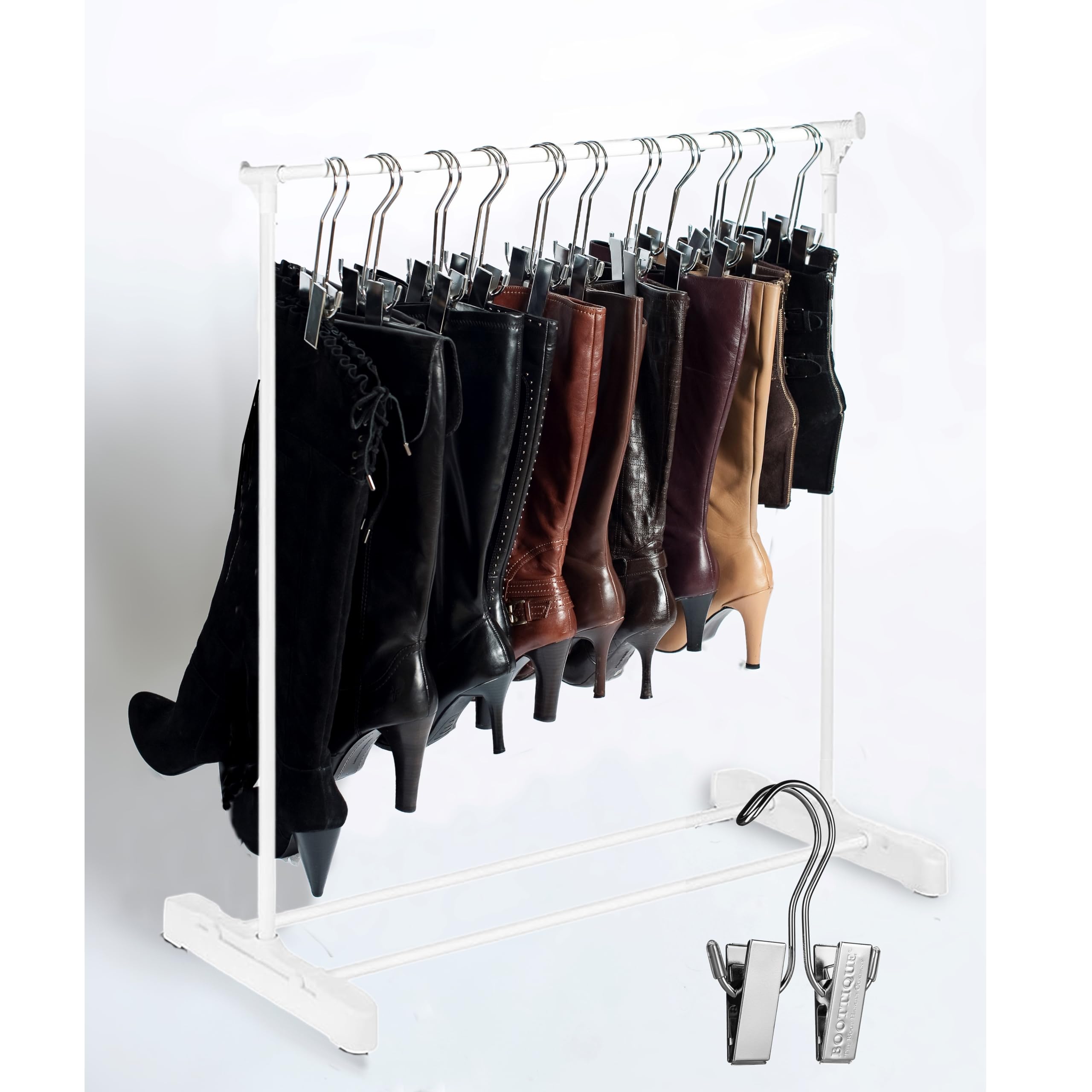 Boottique Boot Organizer - 6 Silver Gripz Hangers for Storing & Protecting All Boot Sizes & Styles | Space-Saving Closet Storage Solution | Perfect for Winter Boots, Rain Boots & Fashion Boots Organization