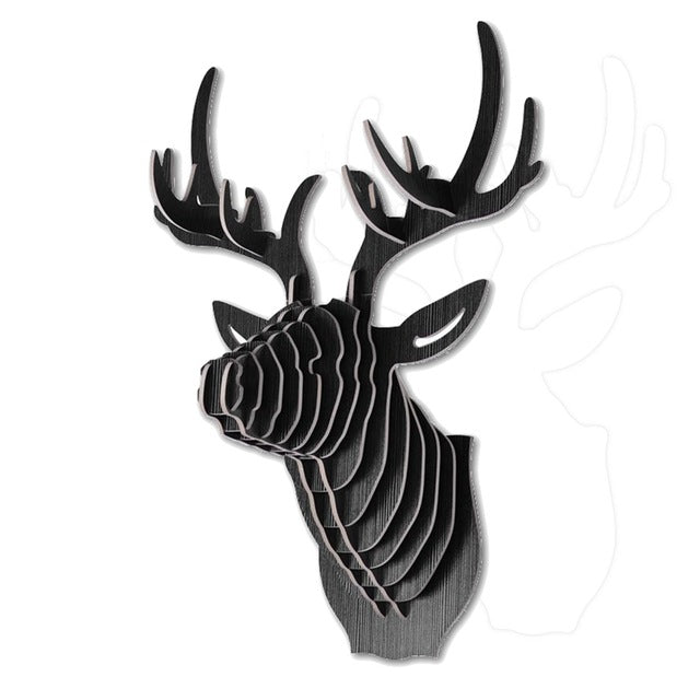 3D Wooden Puzzle DIY - Deer Head Wall Hanging Sculpture | Elk Animal Wildlife Model | Handmade Home Decor Gift for Nature Lovers | Perfect for Living Room, Nursery, or Cabin Decor