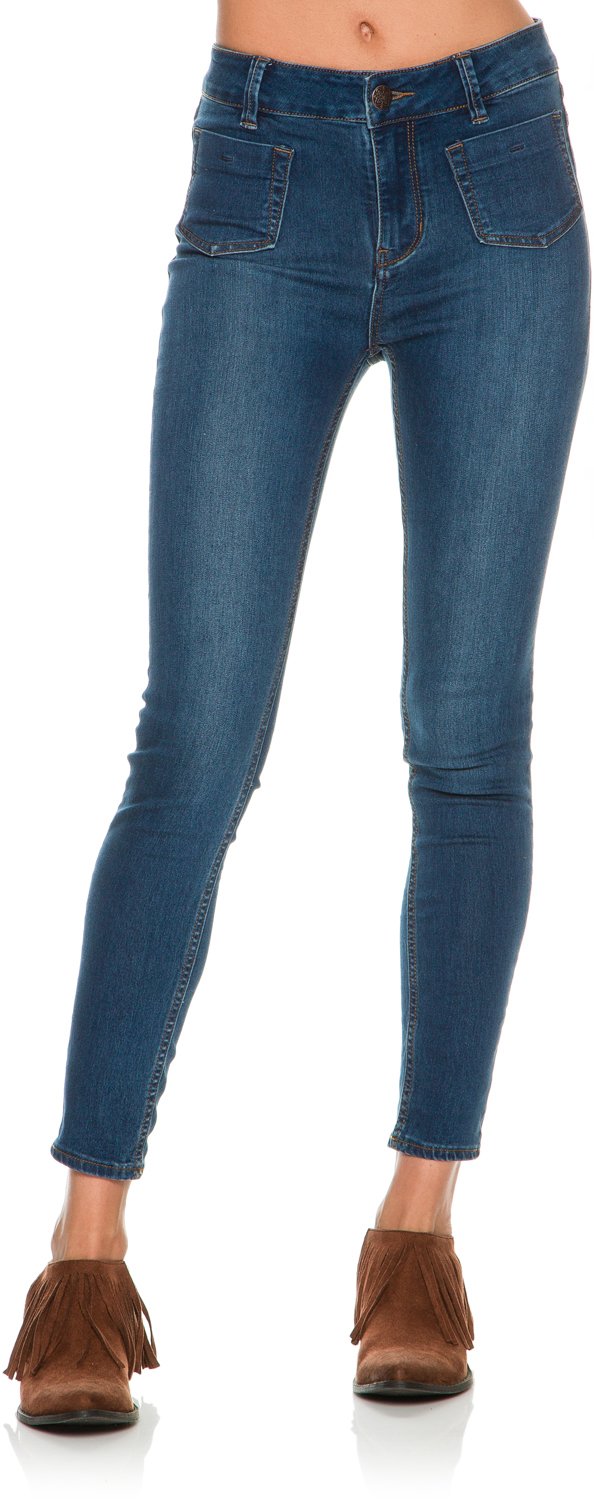 Free People Women's 28 Denim Blue Jeans - High Waist Skinny Jeans for Women, Comfortable Stretch Denim Pants - Perfect for Casual Wear, Office & Date Night