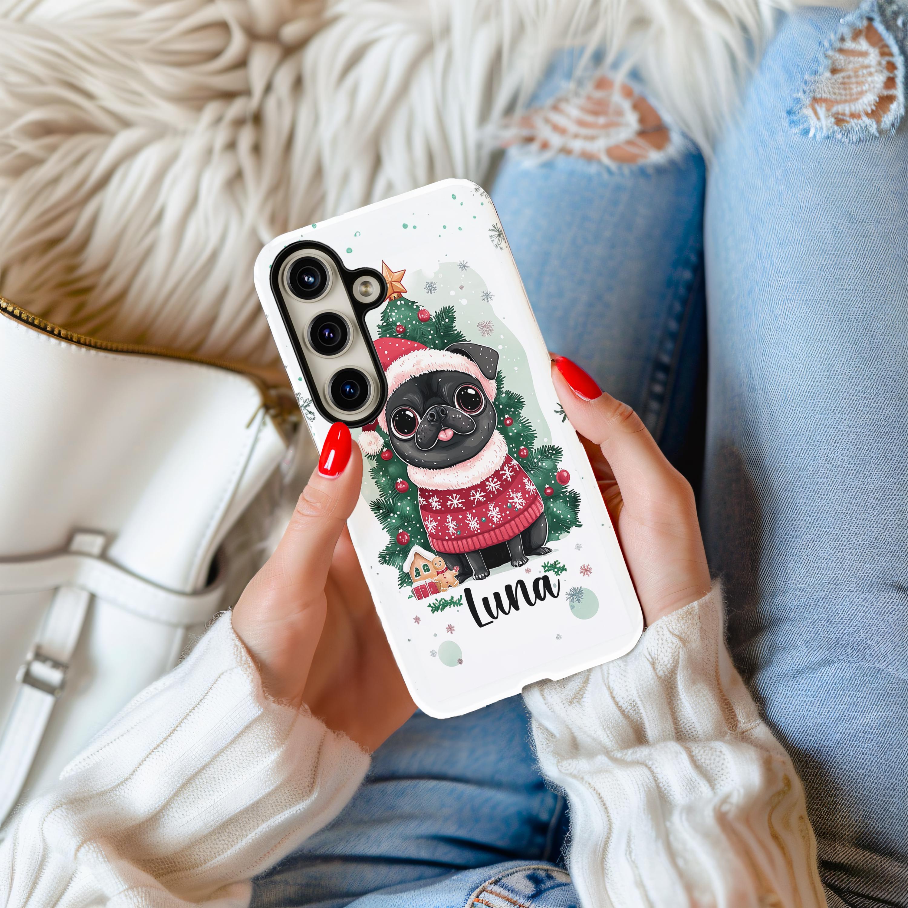 Custom Black Pug Dog Phone Case - Personalized Pet Protection for iPhone & Samsung | Perfect Gift for Dog Lovers & Pug Owners | Home, Office & Travel Use