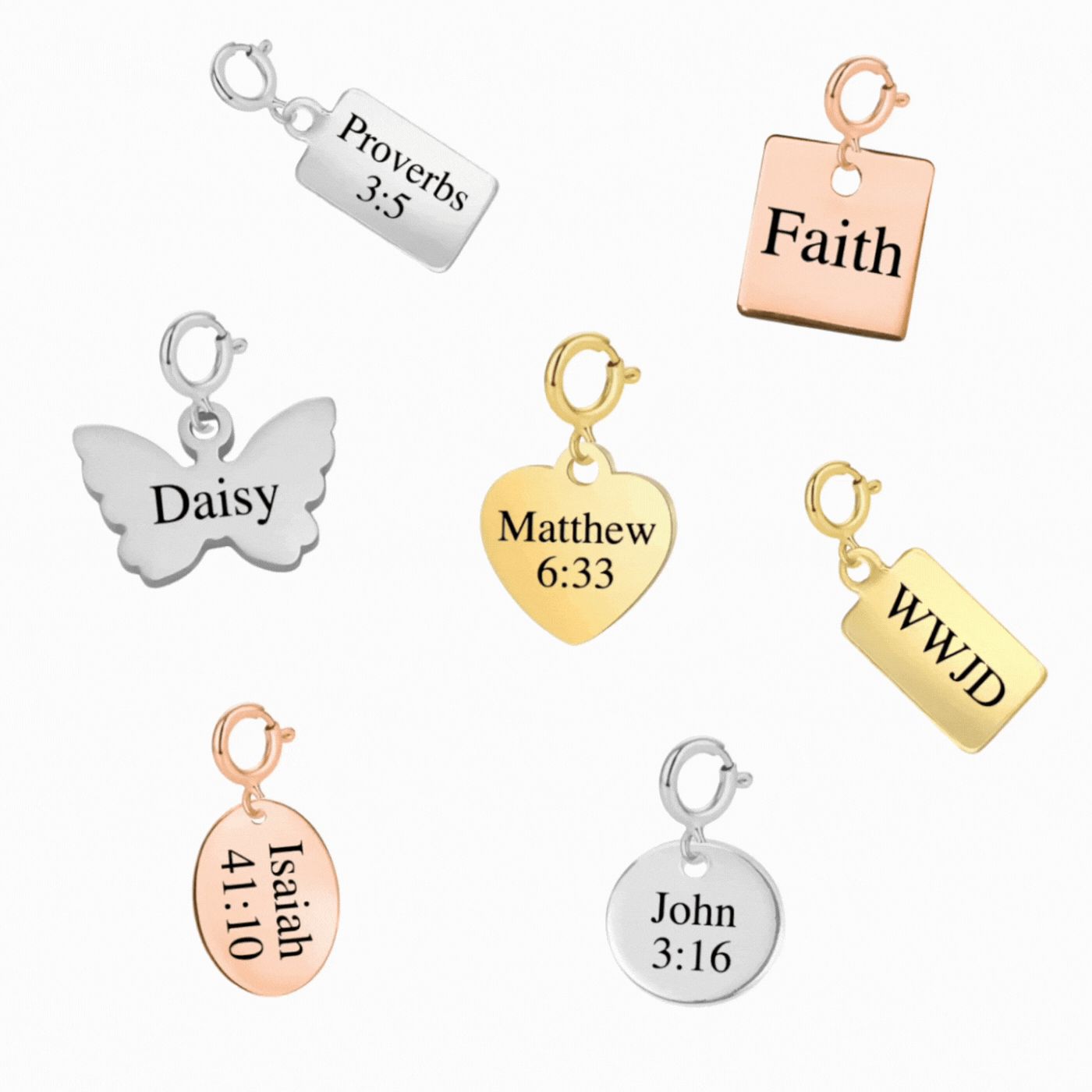 Personalized Engraved Charms with Detachable Clasp - Custom Name Jewelry for Necklaces, Bracelets & Keychains - Perfect for Gifts, Anniversaries & Special Occasions