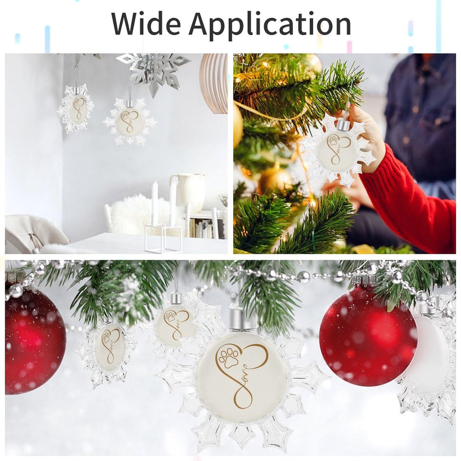 Heartbeat Cat & Dog Pet Love Snowflake Ornaments - Christmas Tree Decor, Halloween & Easter Party Supplies, Car & Home Decoration - Perfect for Holiday Gifts & Festive Celebrations