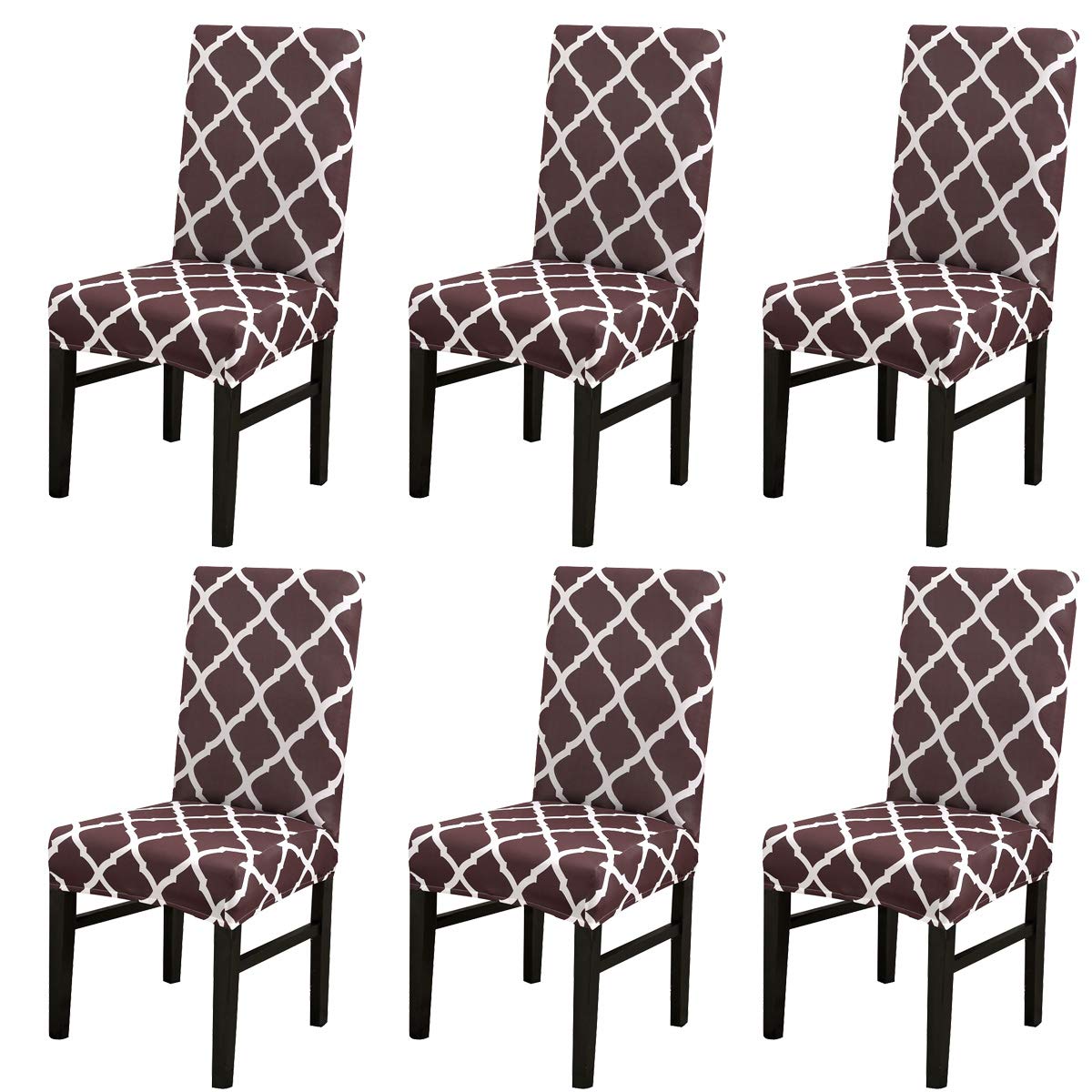TOPCHANCES 6-Pack Stretch Elastic Spandex Chair Covers - Removable Slipcovers for Dining Chairs, Geometric Pattern Protective Seat Covers for Weddings, Banquets, Hotels (Dark Blue) - Perfect for Home, Office, and Event Decor