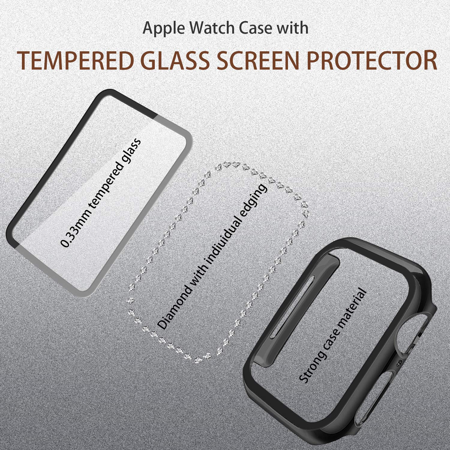 Mesime Compatible Apple Watch Band with Screen Protector Case - Jewelry Replacement Bands for 38mm/40mm/41mm/42mm/44mm/45mm/46mm - 2 Pack Protective Cover for iWatch Series 10/9/8/7/6/5/4/3/2/1/SE - Perfect for Women's Fashion, Workout & Daily Wear