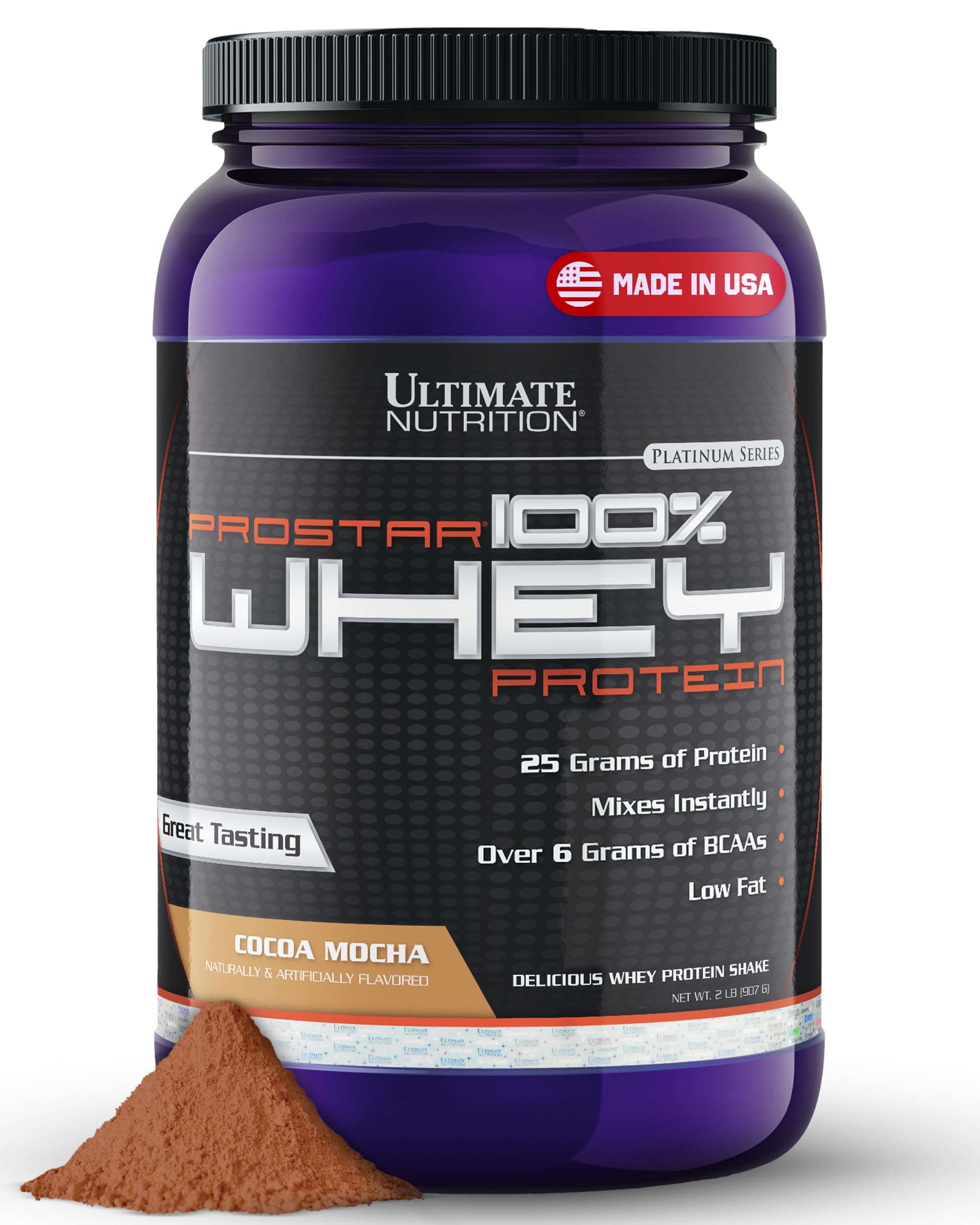 Ultimate Nutrition Prostar Whey Protein Powder Isolate - Gourmet Cocoa Mocha Flavor | Low Carb, High Protein Shake for Muscle Building & Recovery | Keto Friendly, Low Sodium & Low Fat | 2 lbs Tub | Perfect for Post-Workout, Weight Loss & Healthy Lifestyle
