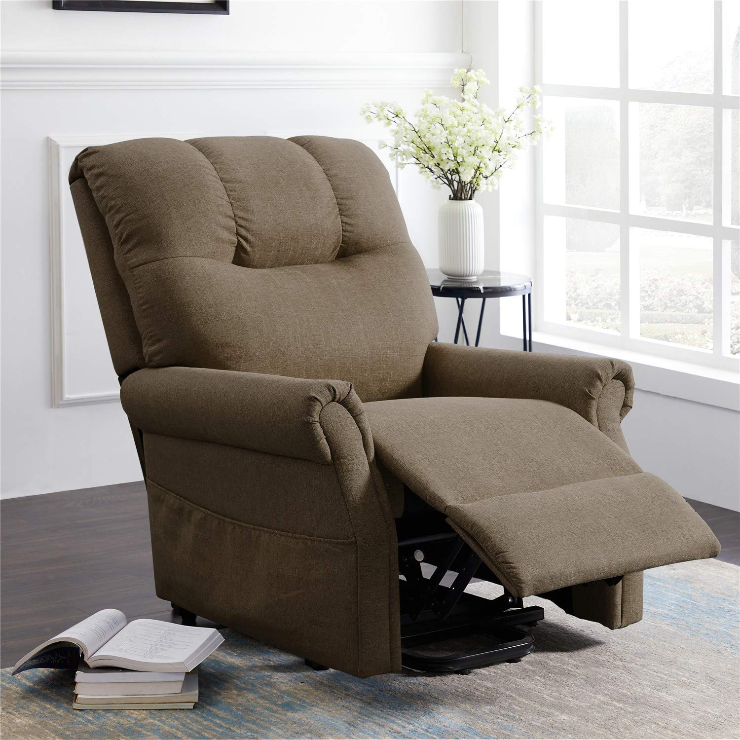 Electric Lift Recliner Chair - Modern Single Sofa with Adjustable Backrest & Footrest, Comfortable Lazy Chair for Living Room, Bedroom & Home Theater (Brown) - Perfect for Relaxing, Watching TV & Napping