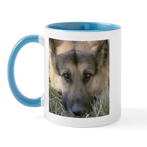 White/Blue Inside - German Shepherd Face (Photo) Mug