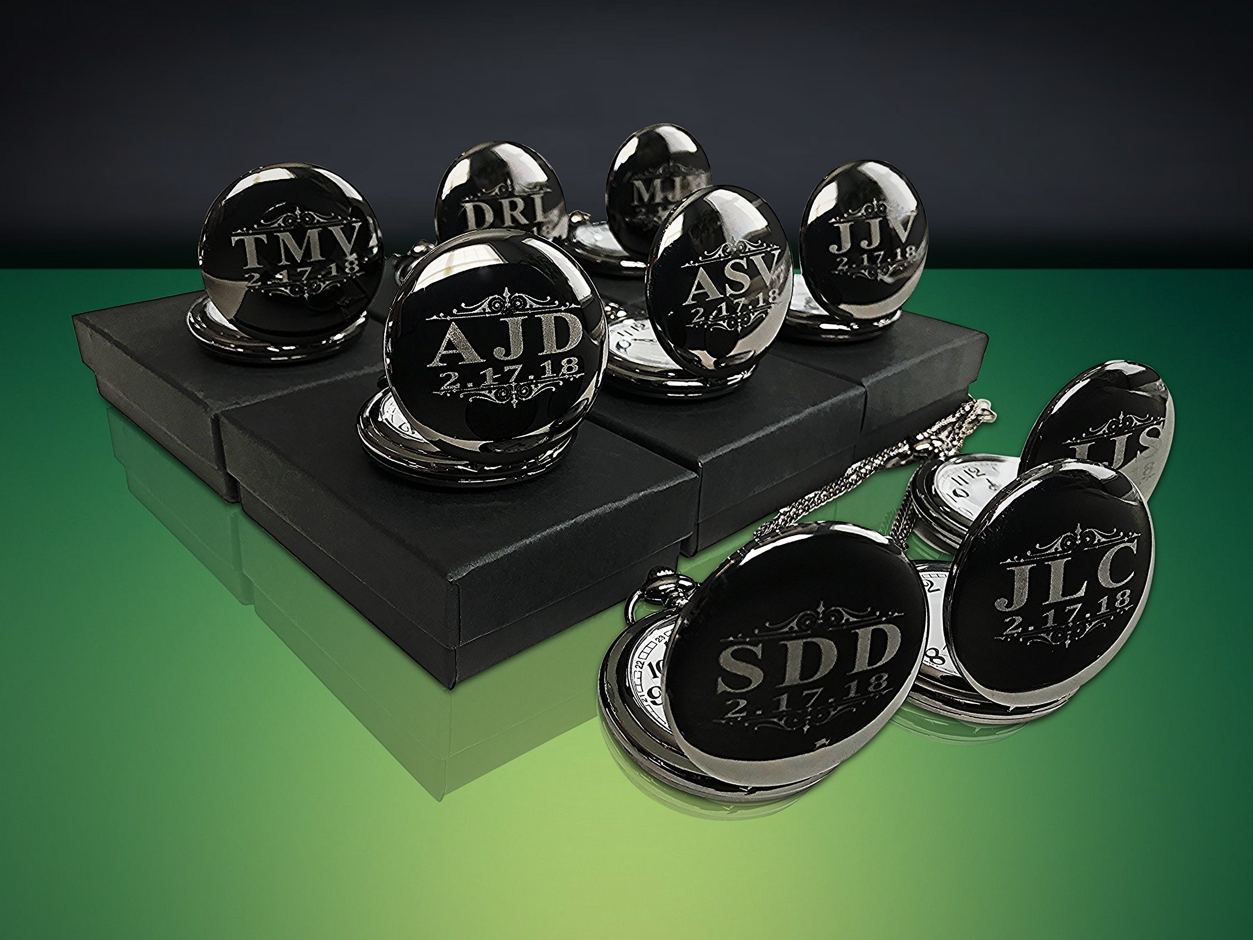 15 Rose Gold Pocket Watches for Groomsmen - Engraved Gift Set with Chains & Luxury Box - Perfect for Weddings, Anniversaries & Special Occasions