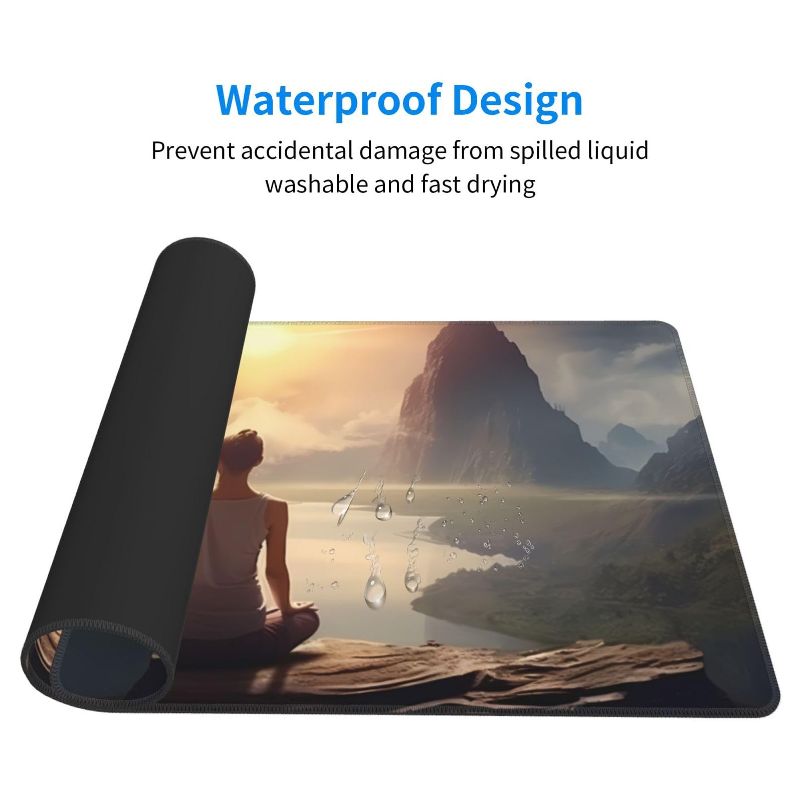 YYHWHJDE Extra Large Yoga Meditation Mouse Pad 16 x 29.5 Inches - Non-Slip, Durable Office & Gaming Desk Mat with Strong Adhesion - Perfect for Meditation, Work, and PC Gaming Setup