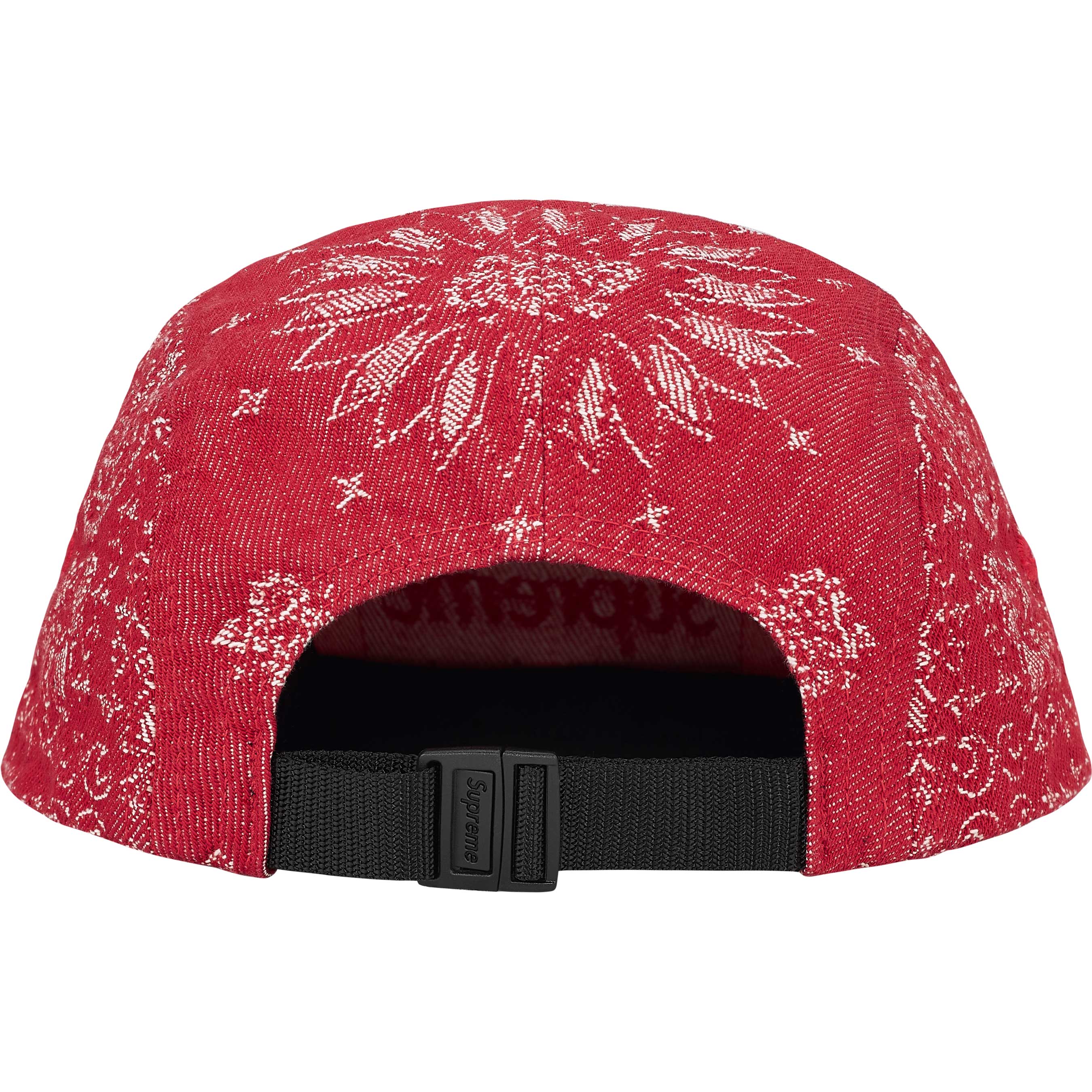 Supreme Bandana Jacquard Denim Camp Cap - Red Baseball Hat for Men & Women - Streetwear Fashion Accessory for Urban Style & Outdoor Activities