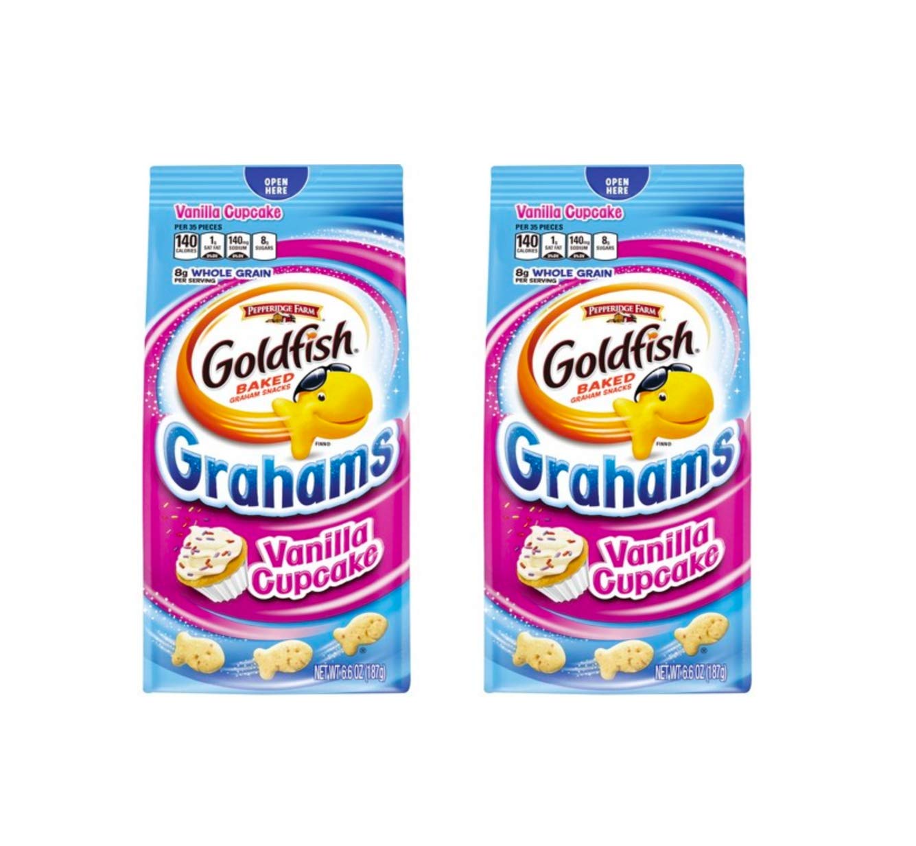 Pepperidge Farm Goldfish Baked Whole Grain Graham Snacks - Vanilla Cupcake Flavor, 6.6oz (2 Pack) | Healthy Kids Snacks for School, Parties & On-the-Go