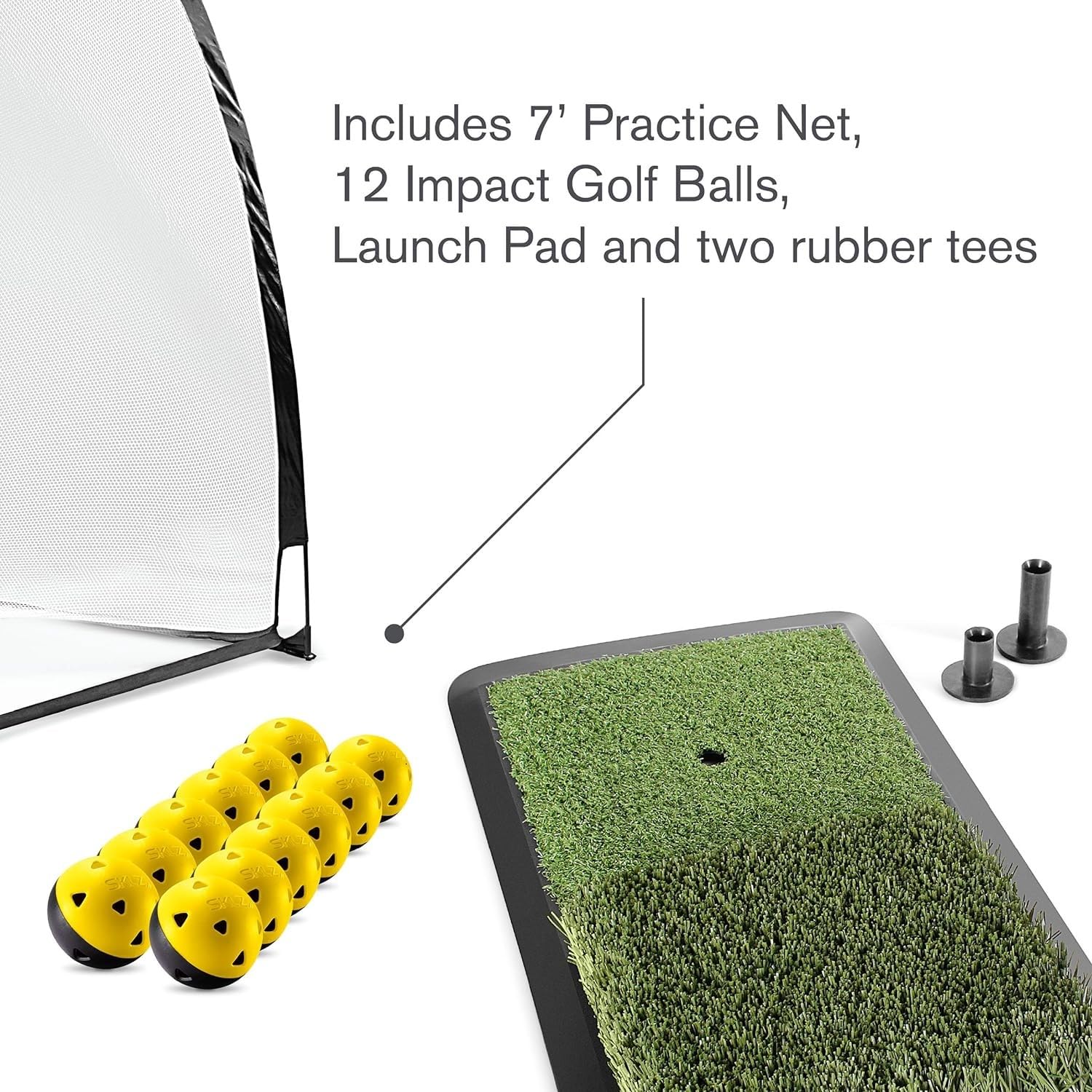 SKLZ Home Golf Driving Range Kit with Net, Golf Balls, Launch Pad & Tees – Perfect for Indoor/Outdoor Practice & Backyard Training