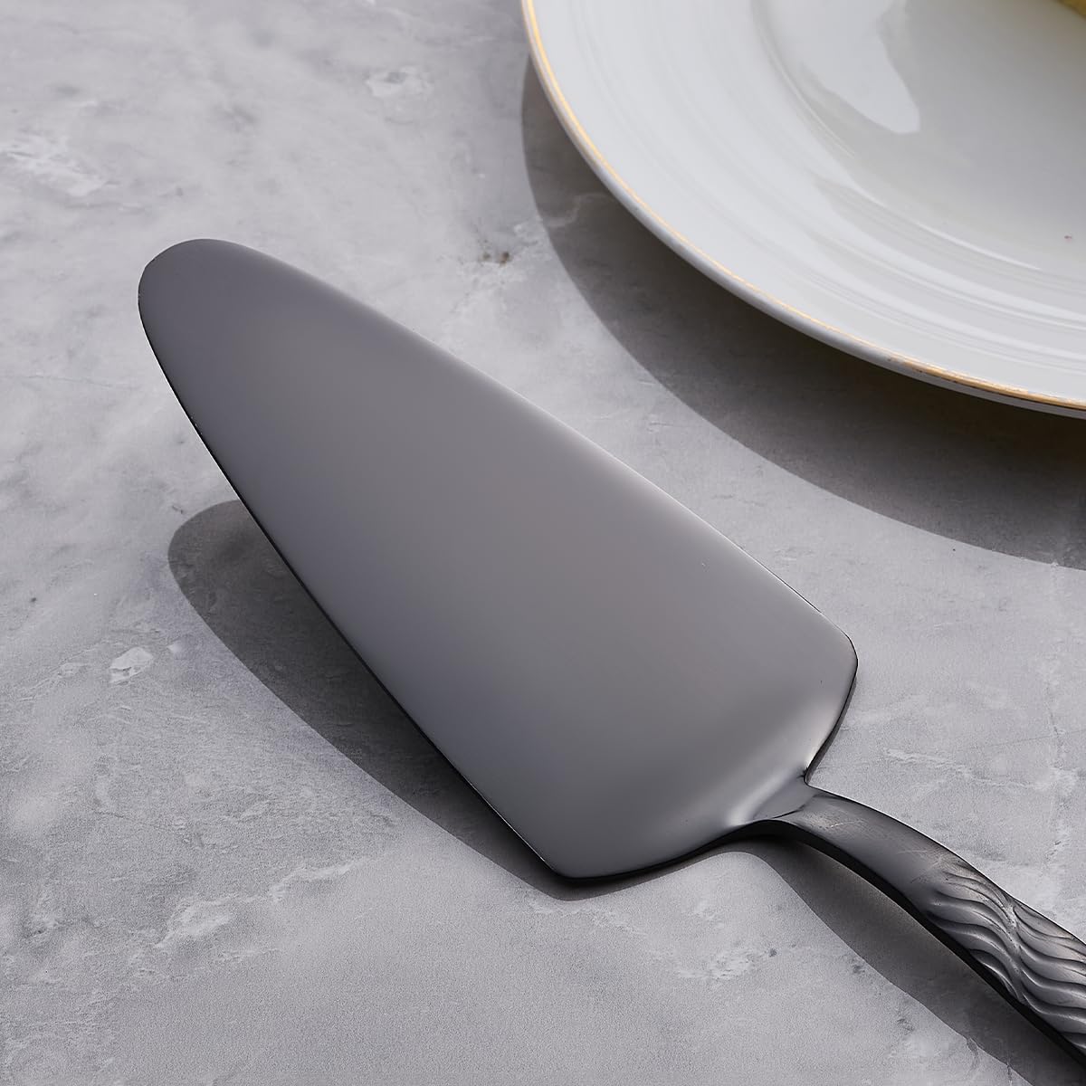 Premium Black Cake Cutting Set - Stainless Steel Cake Knife & Server for Weddings, Birthdays, Parties | Elegant Cake Pie Cutter for Special Occasions & Celebrations | Perfect for Wedding Cakes, Birthday Parties & Dessert Tables