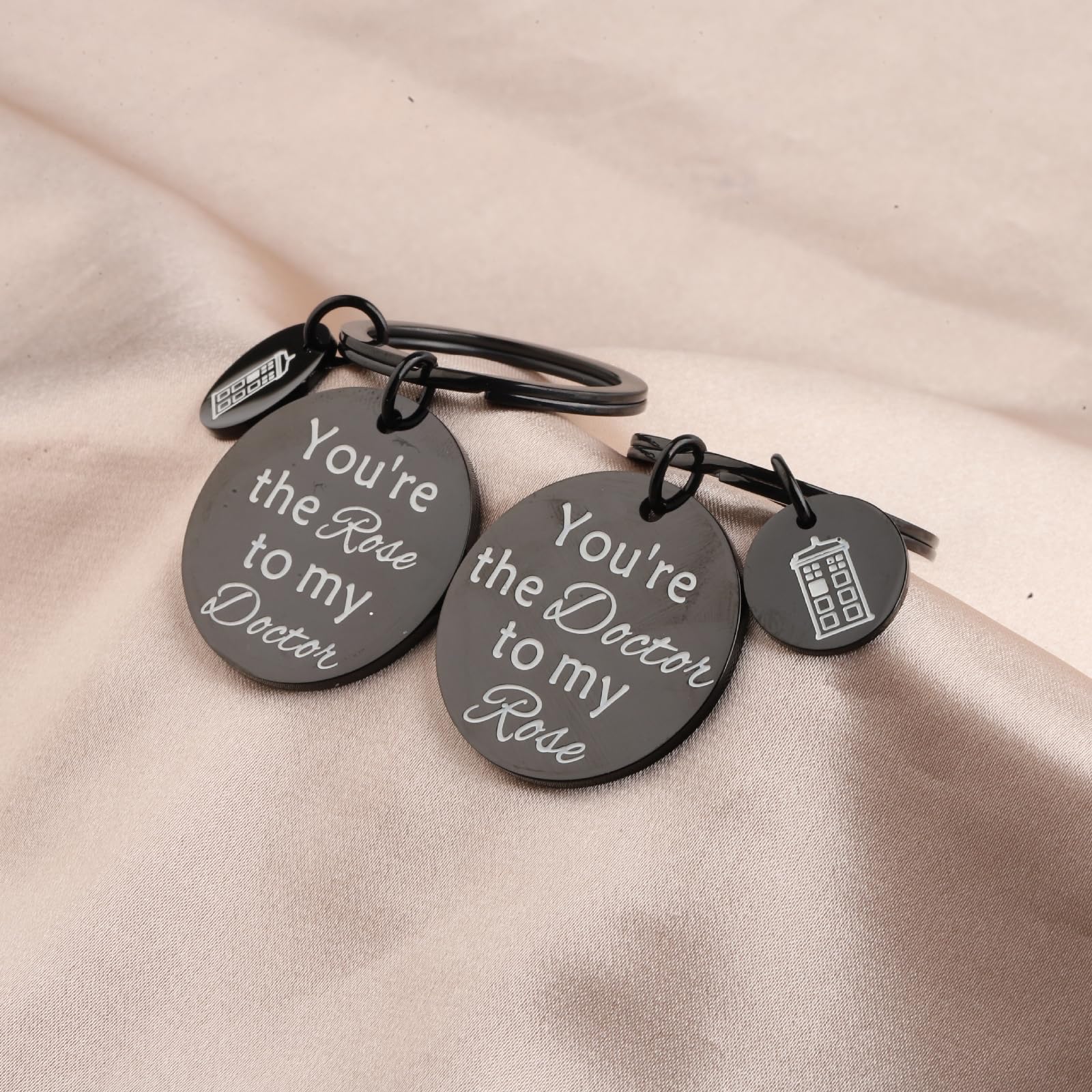 BAUNA Doctor Who Inspired Police Box Keychain Set - Couple Gift for Him and Her, Perfect for Anniversary, Valentine's Day & Geeky Fan Gifts