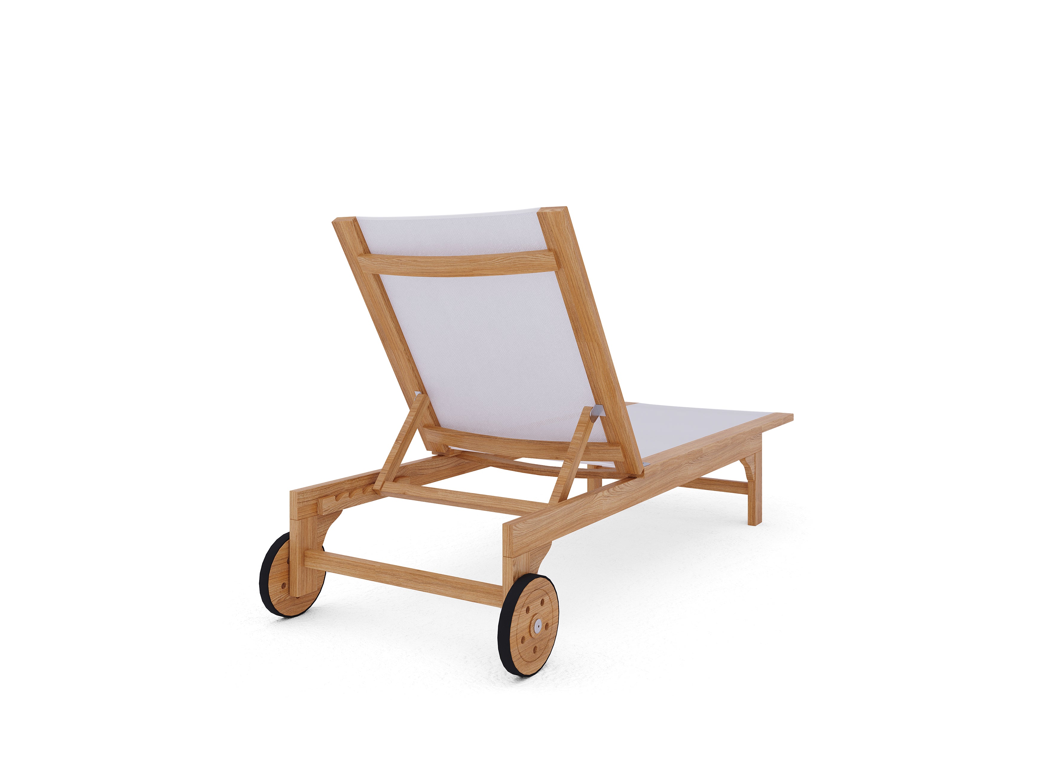 Premium White Elie Teak Outdoor Reclining Sun Lounger with Rear Wheels - Perfect for Poolside, Patio, Garden Relaxation and Sunbathing