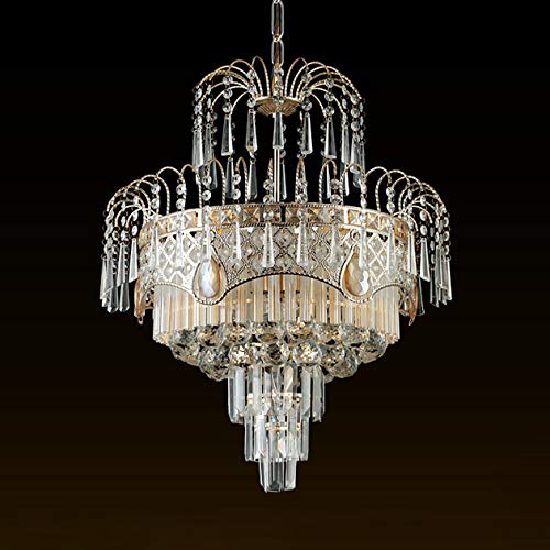 LITFAD 3-Light Crystal LED Chandelier - Modern Art Deco Brass Flush Mount Ceiling Light for Dining Room, Bedroom, Living Room | Energy-Efficient Lighting Fixture for Home, Hotel & Restaurant Decor