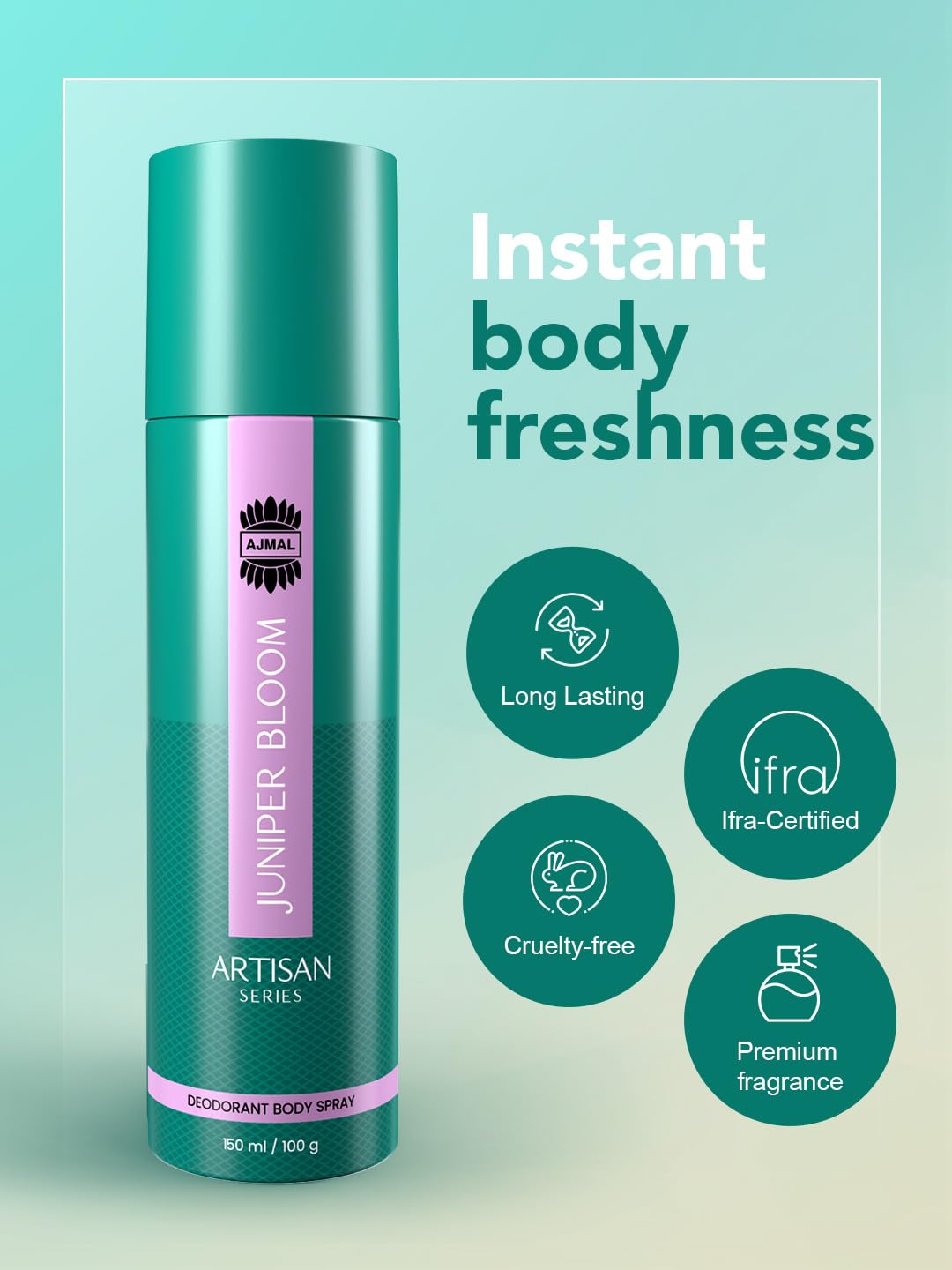 AJMAL Artisan Juniper Bloom Deodorant Perfume for Men - 150ml Long-Lasting Fragrance Spray | Online Exclusive Gift | Perfect for Daily Wear, Office & Special Occasions